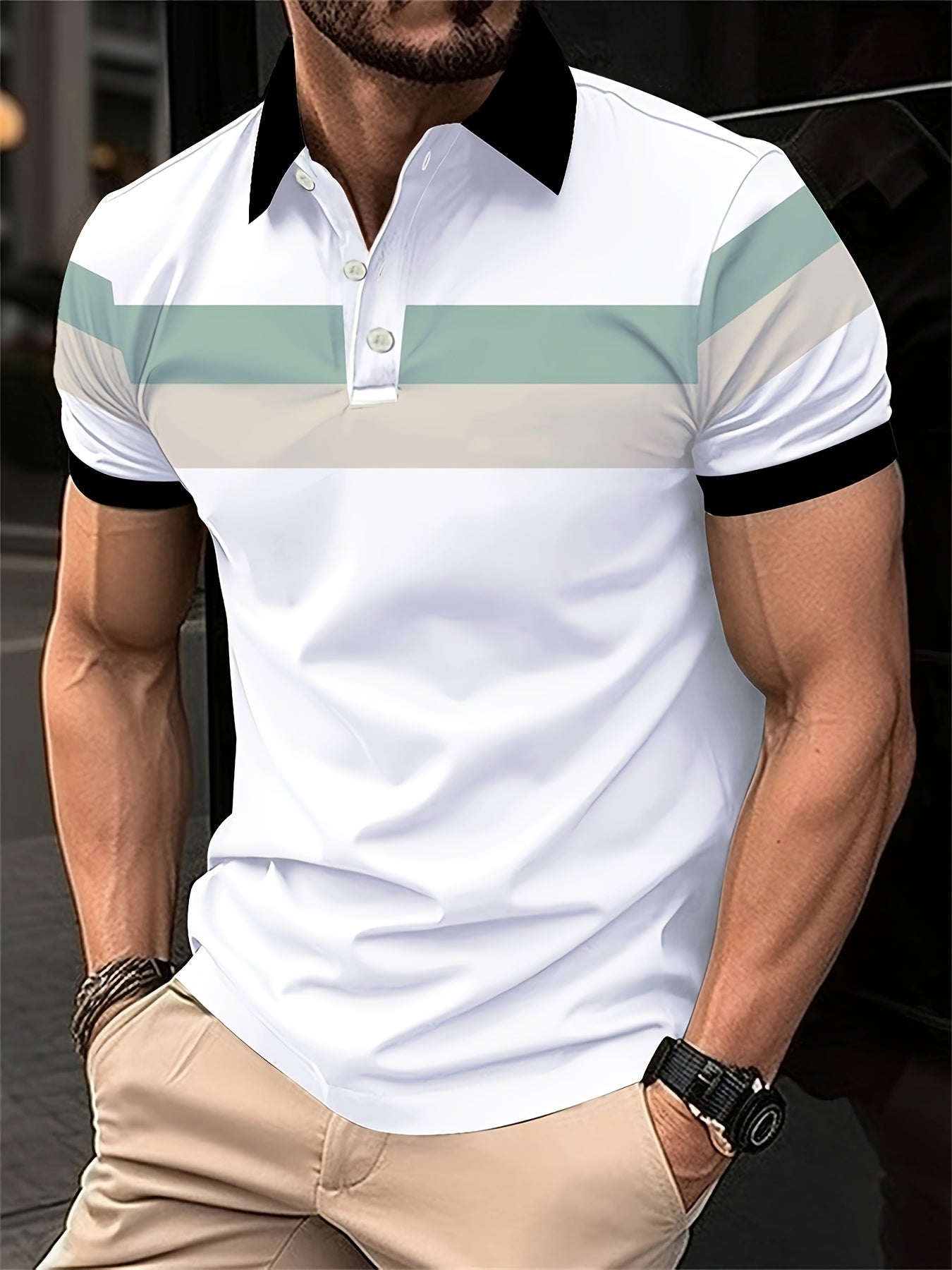 Men's Polo Shirt, Stand-Up Collar, Breathable