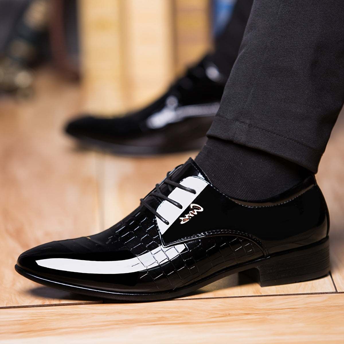 Men's Lace-Up Pointed-Toe Dress Loafers, British Style