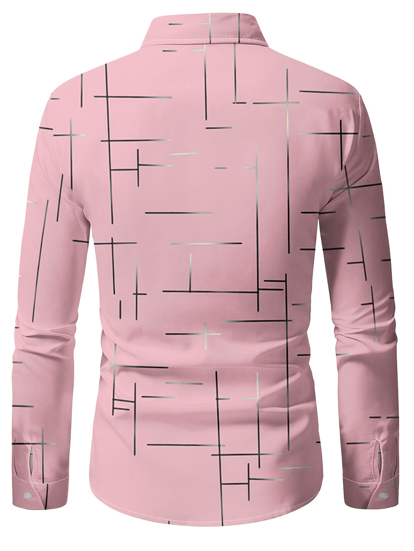 Men's Long-Sleeve Shirt, Geometric Print, Button-Up