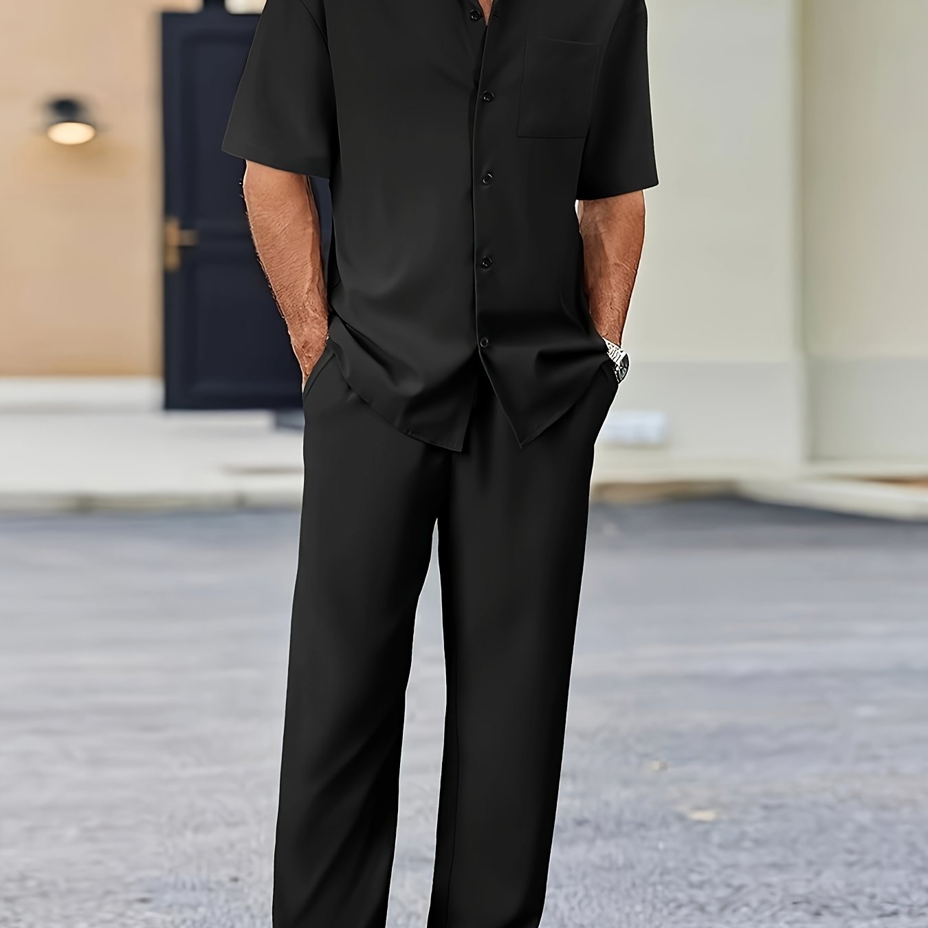 Men's Shirt & Pants Set, Suit-Inspired Casual