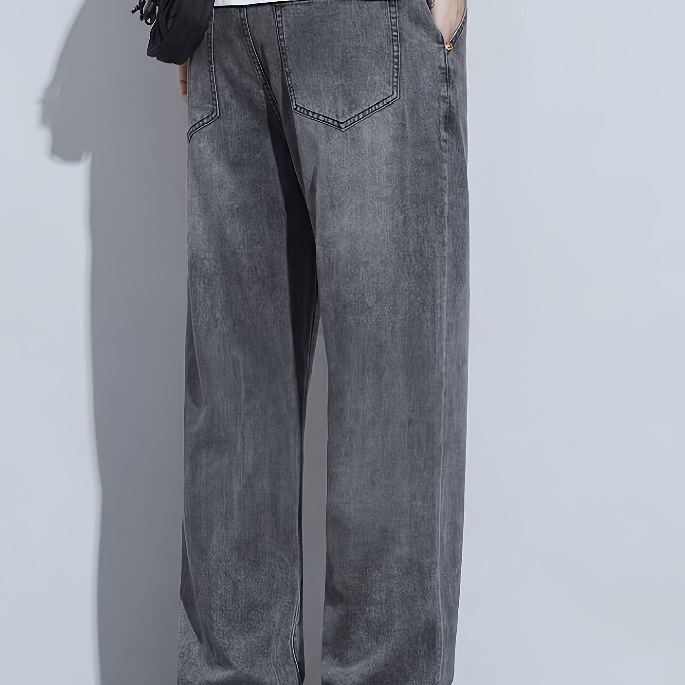 Men's Tencel Trousers, Faux-Denim, Straight Stretch