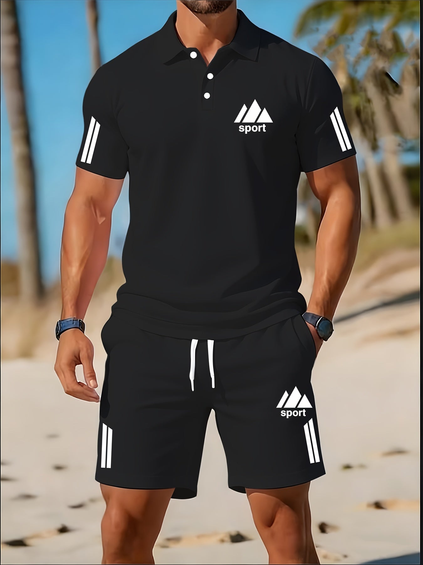 Men's Golf Polo & Shorts Set, Casual