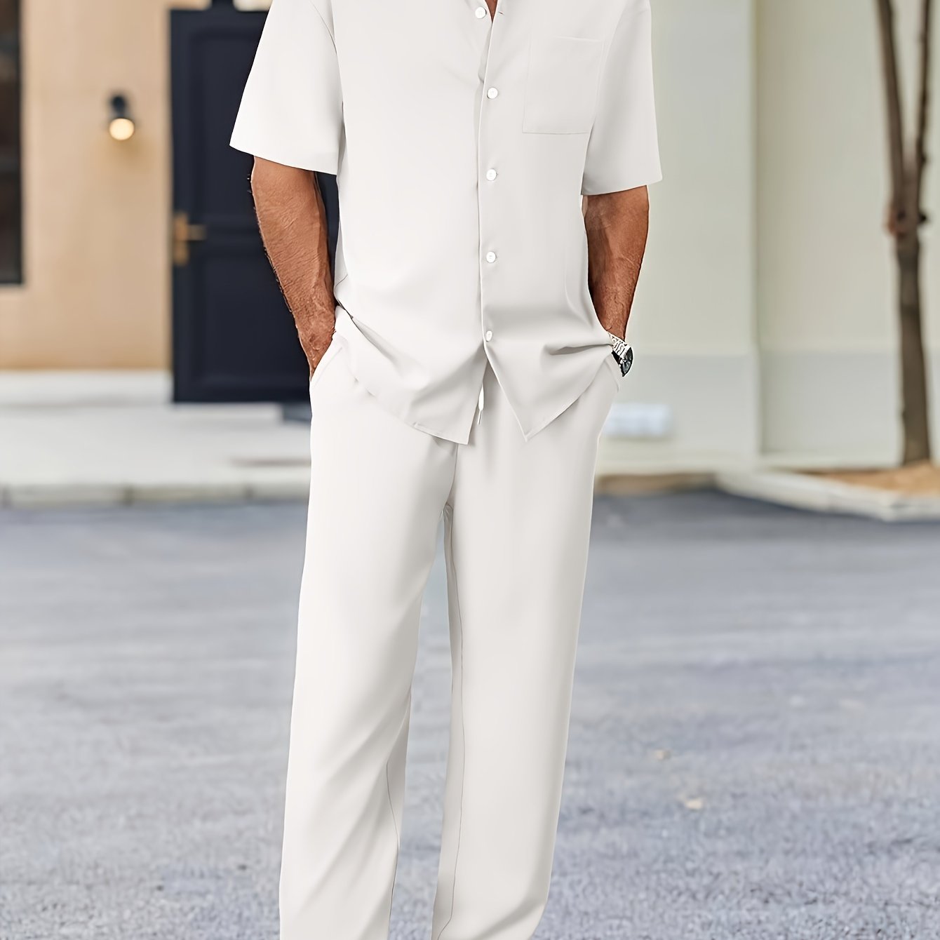 Men's Shirt & Pants Set, Suit-Inspired Casual