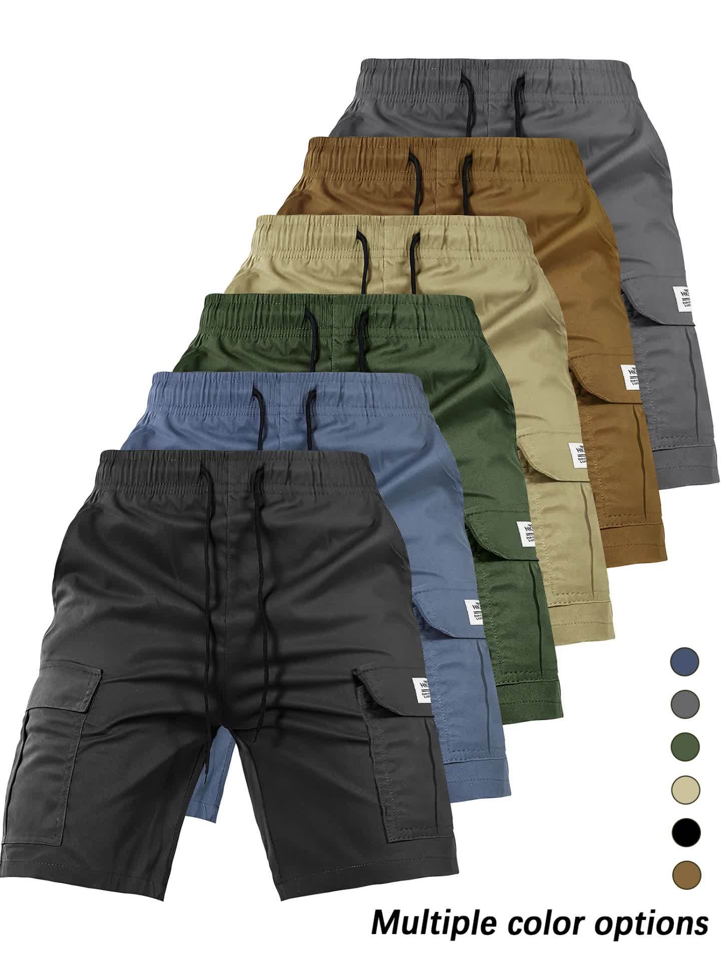 Men's Cargo Shorts, Elastic Waist Drawstring, Large Pockets