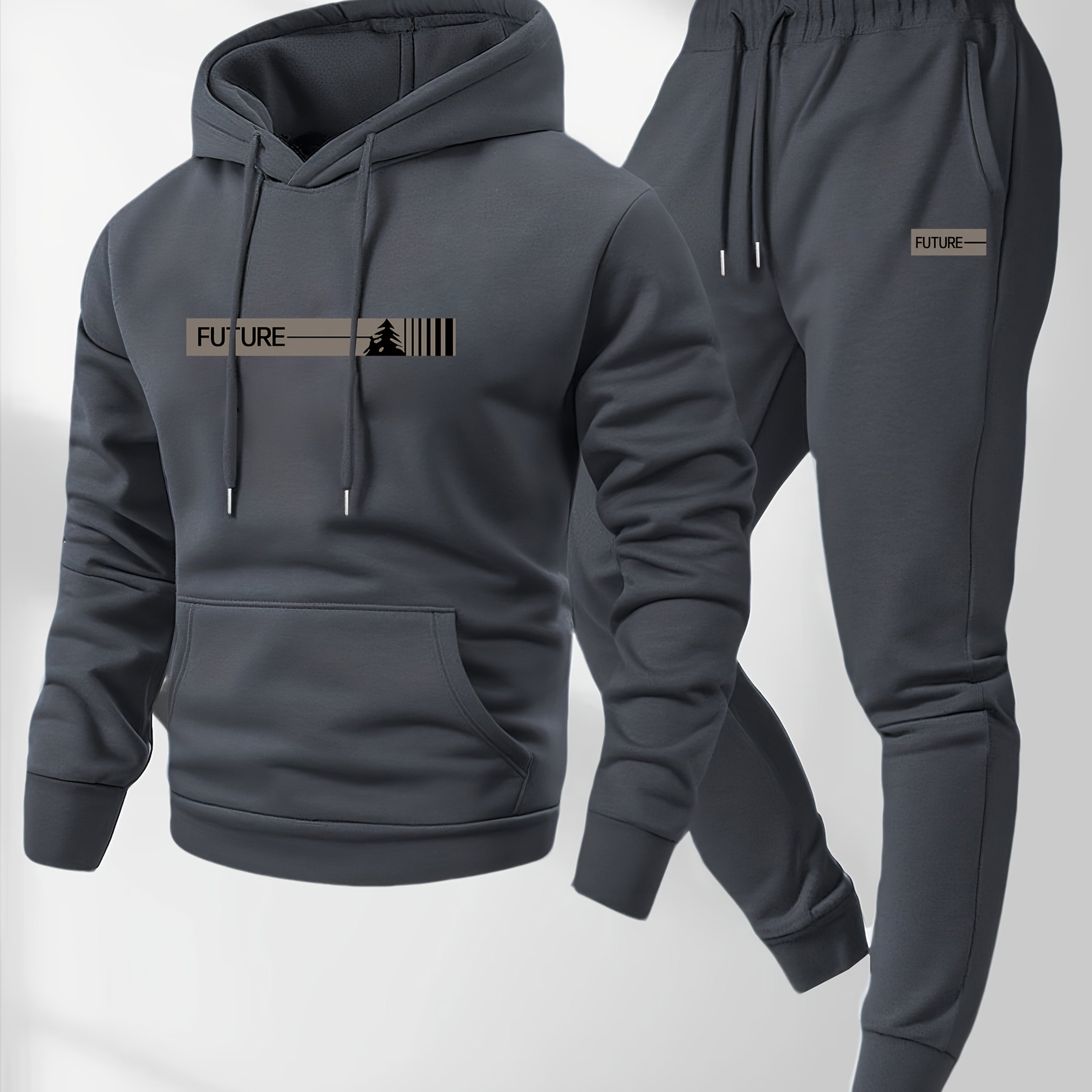 Men's Hoodie & Sweatpants Set, Casual Sport