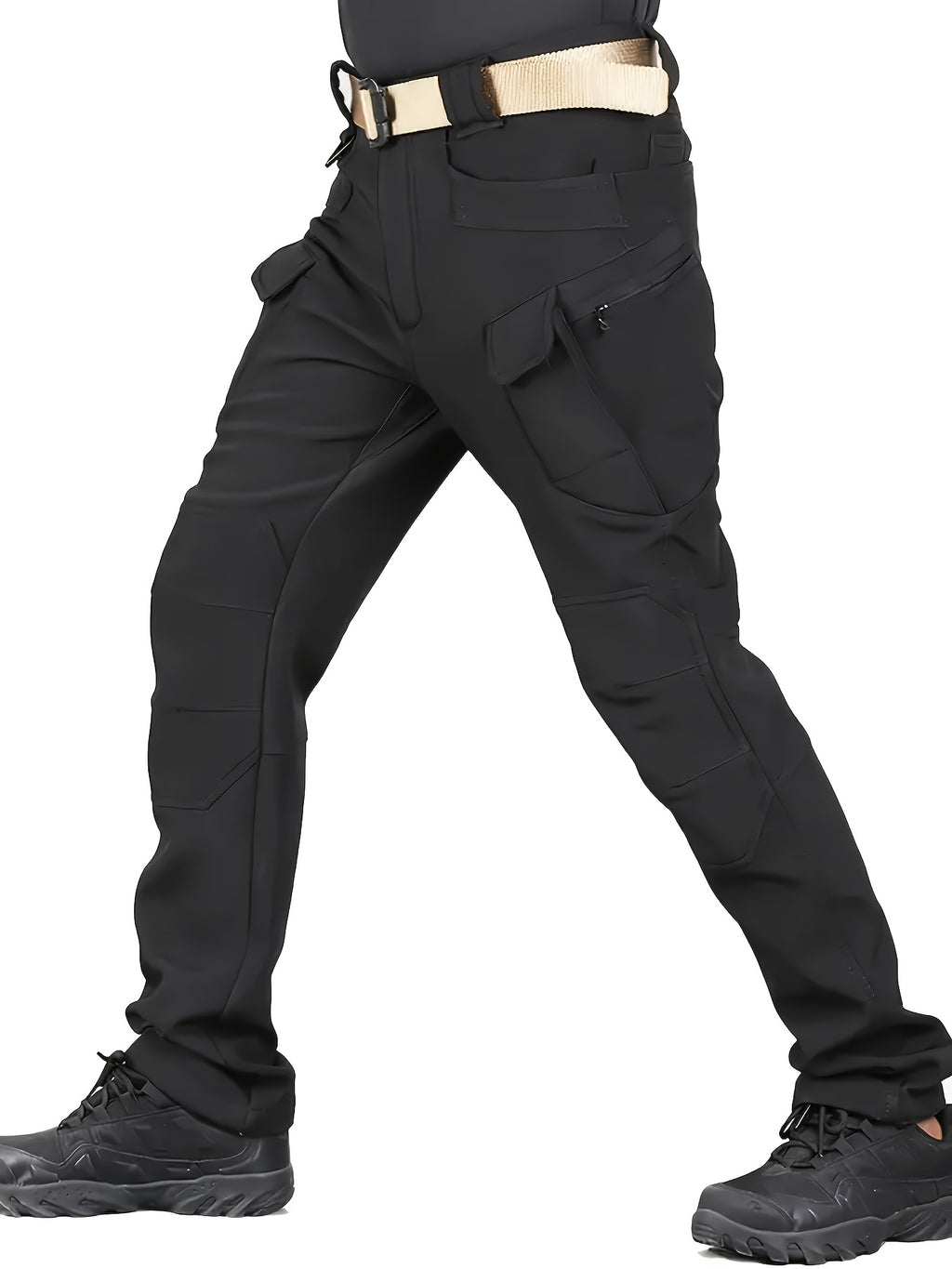 Men's Fleece-Lined Work Trousers, Softshell, Zippered Pockets