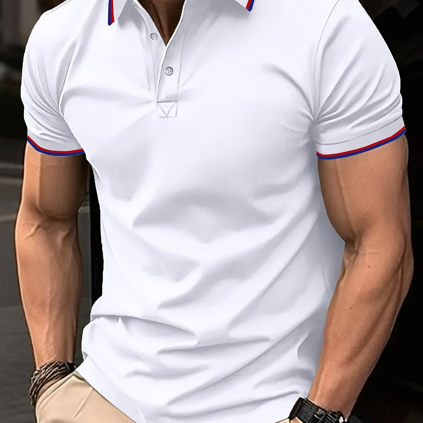 Men's Polo Shirt, Classic Button-Up Collar