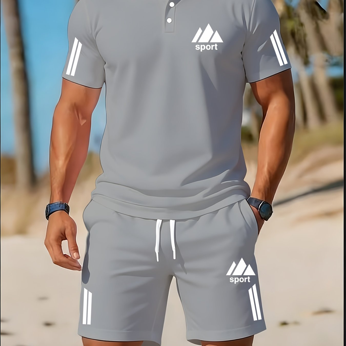 Men's Golf Polo & Shorts Set, Casual