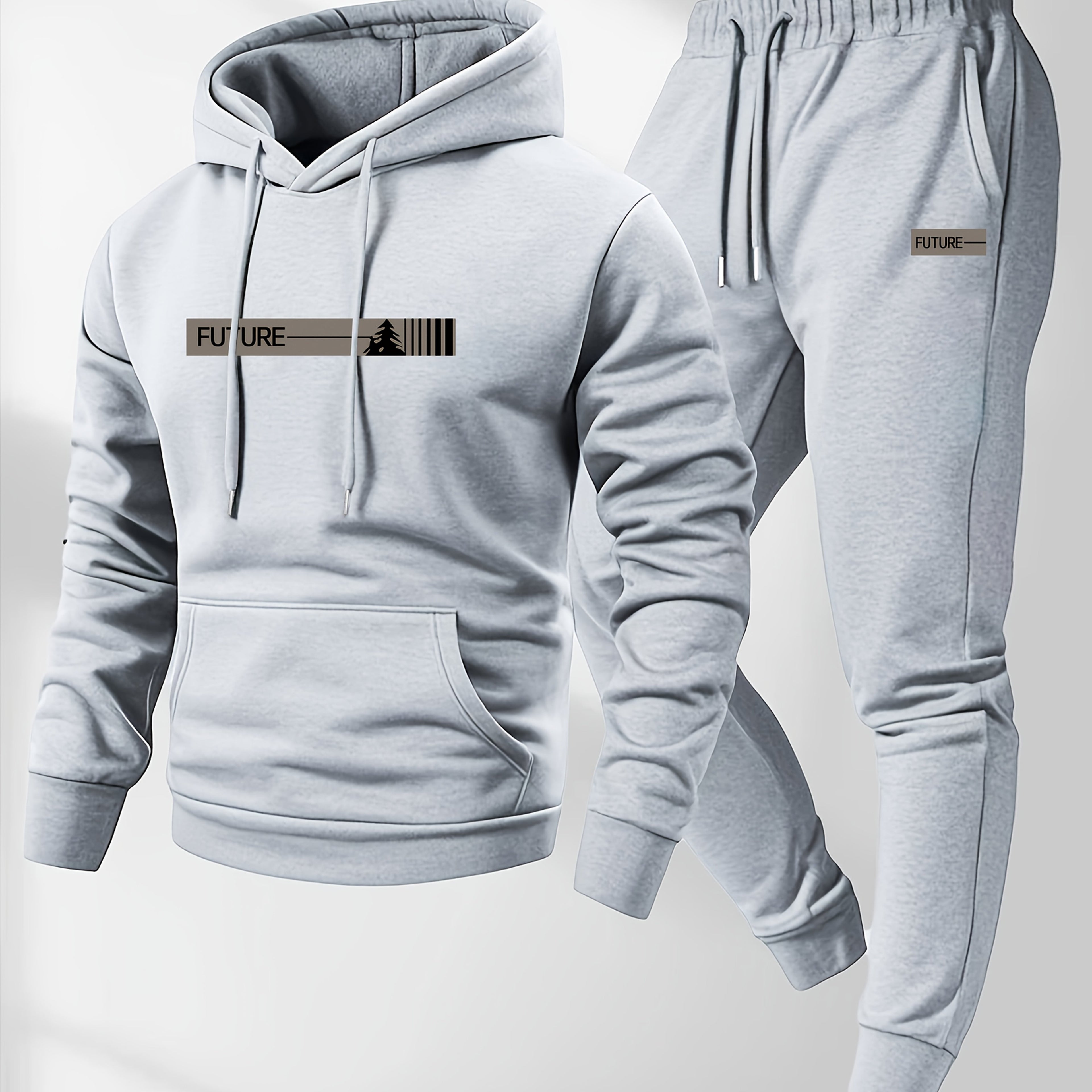 Men's Hoodie & Sweatpants Set, Casual Sport