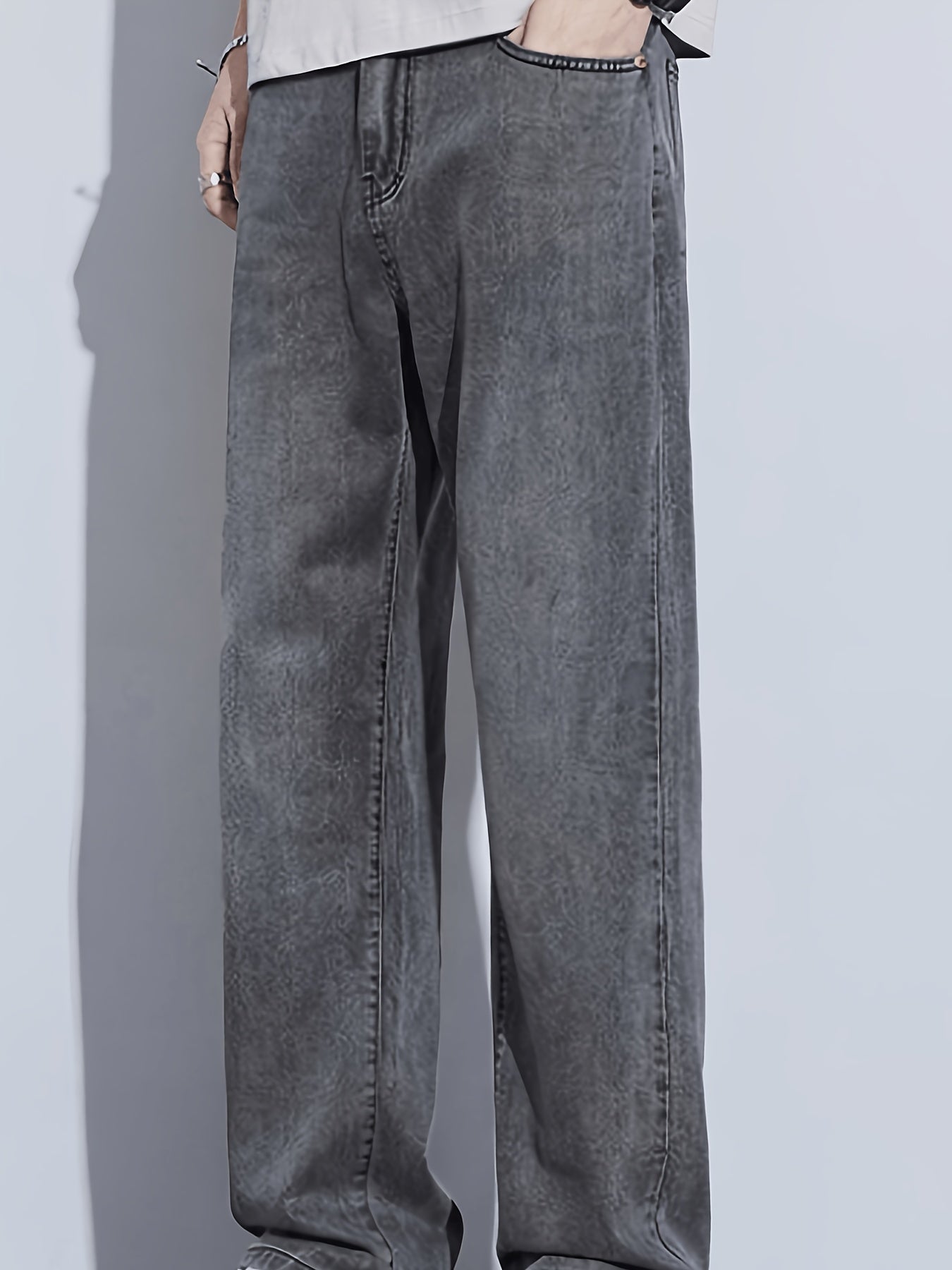 Men's Tencel Trousers, Faux-Denim, Straight Stretch