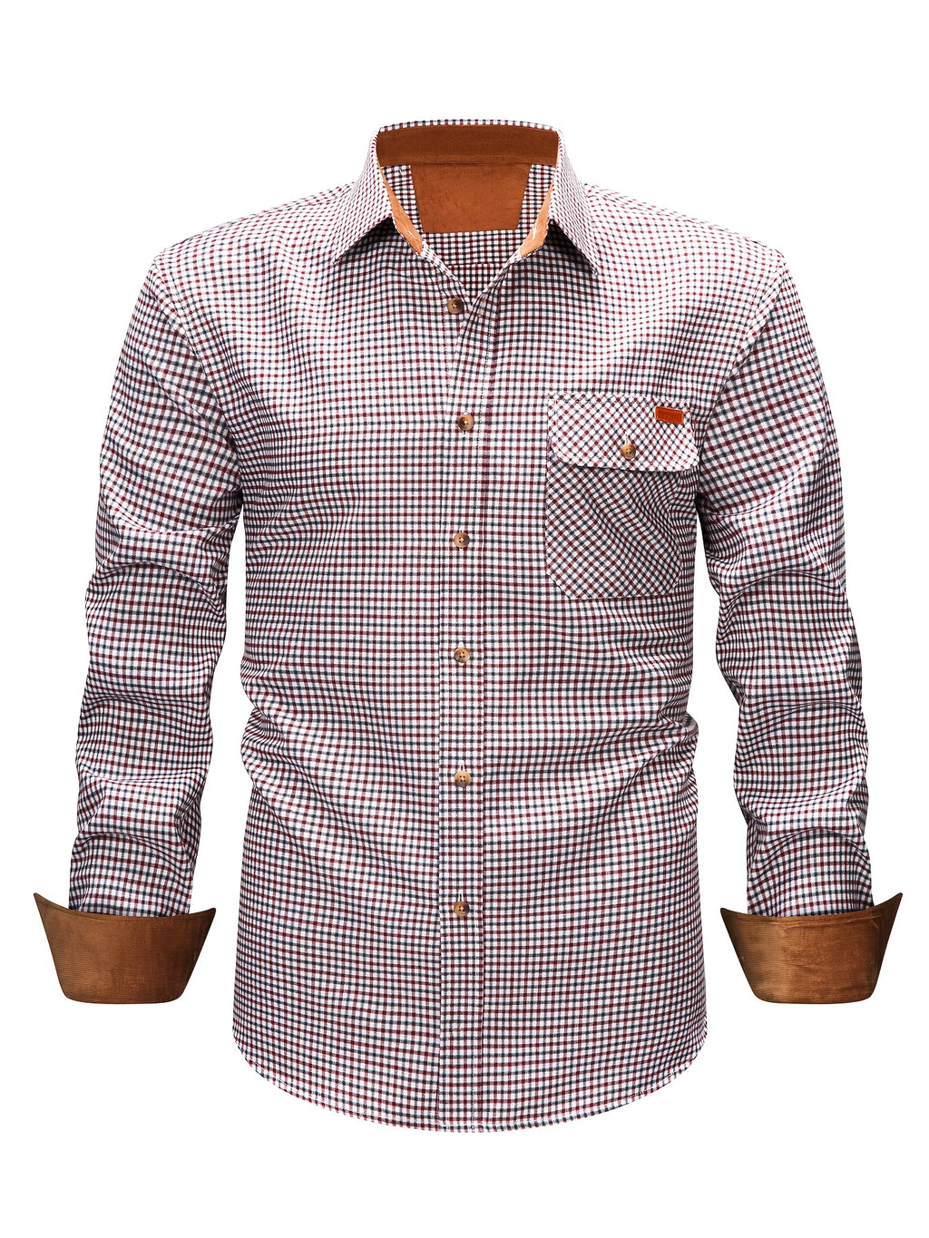 Men's Brushed Plaid Shirt, Dual-Tone, Long-Sleeve