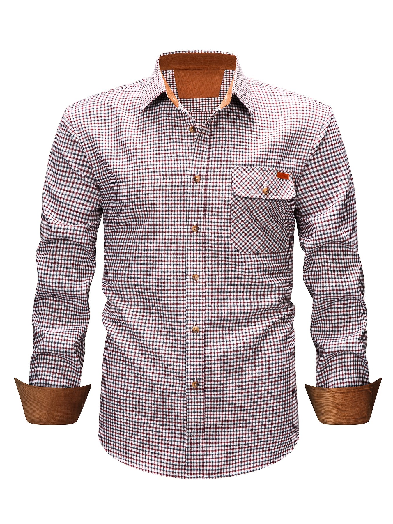 Men's Brushed Plaid Shirt, Dual-Tone, Long-Sleeve