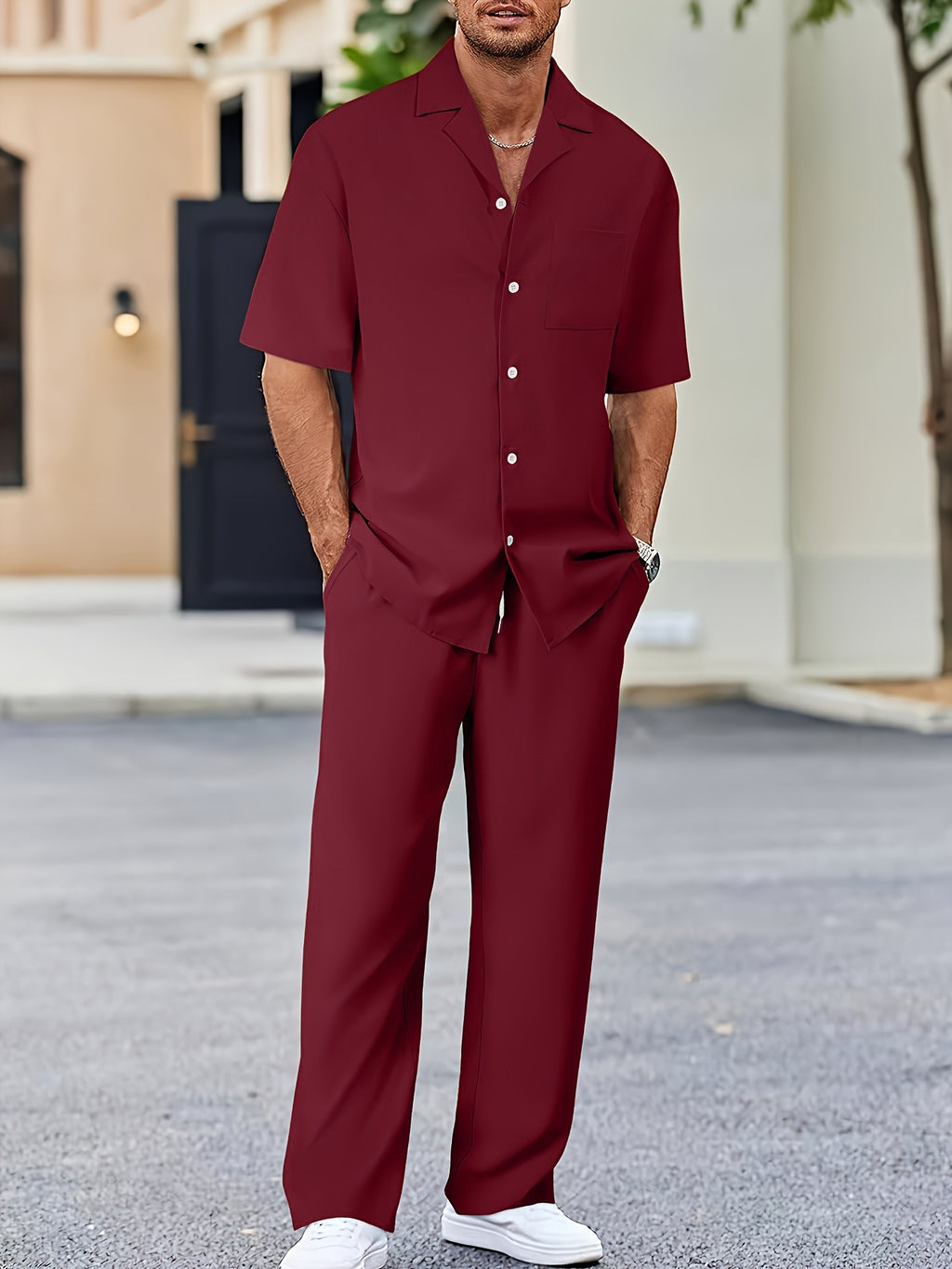 Men's Shirt & Pants Set, Suit-Inspired Casual