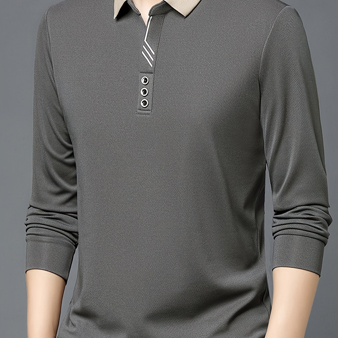 Men's Long-Sleeve Shirt, Button Detail, Casual
