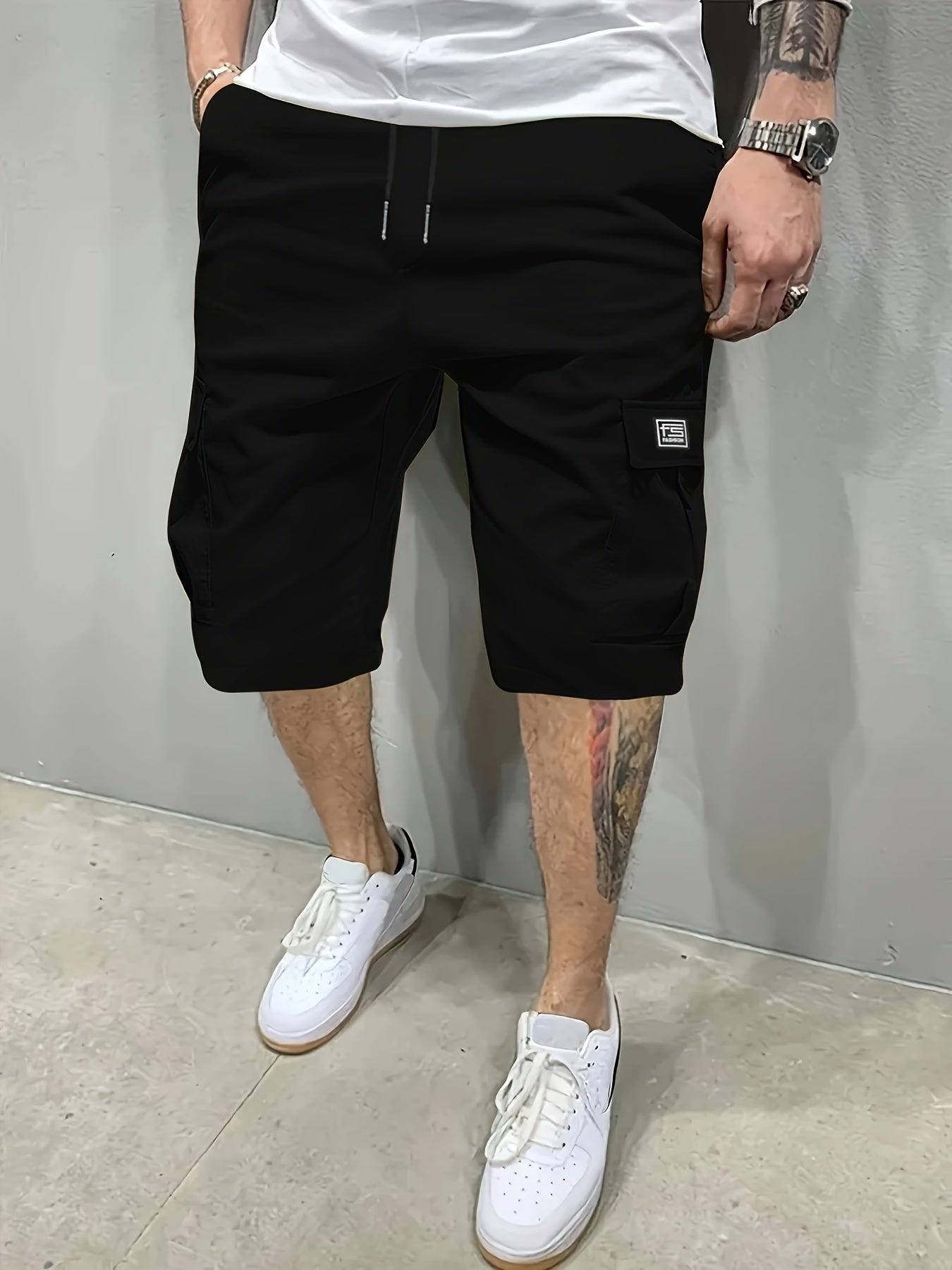 Men's Cargo Shorts, Loose Athletic Mid-Length, Summer Casual