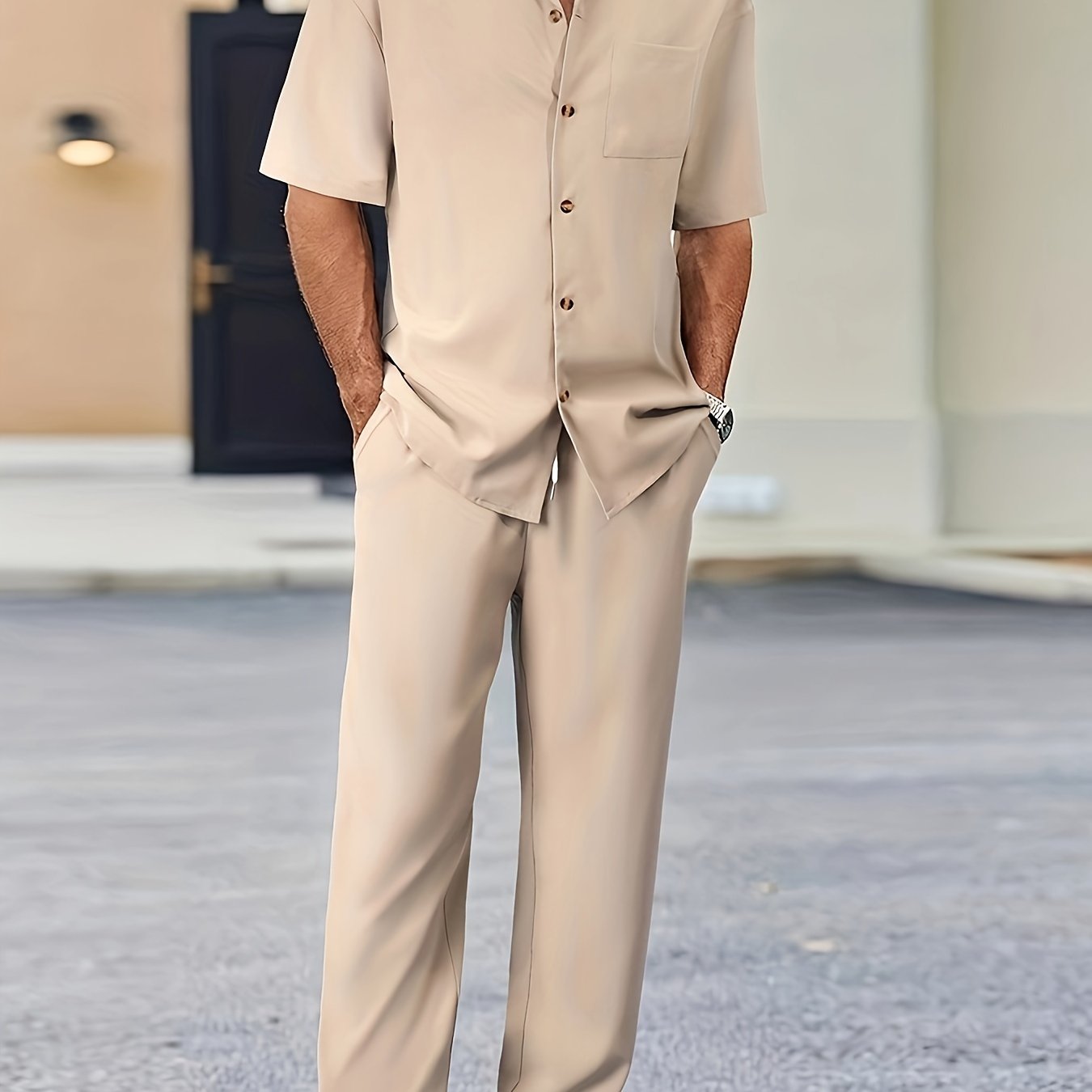 Men's Shirt & Pants Set, Suit-Inspired Casual