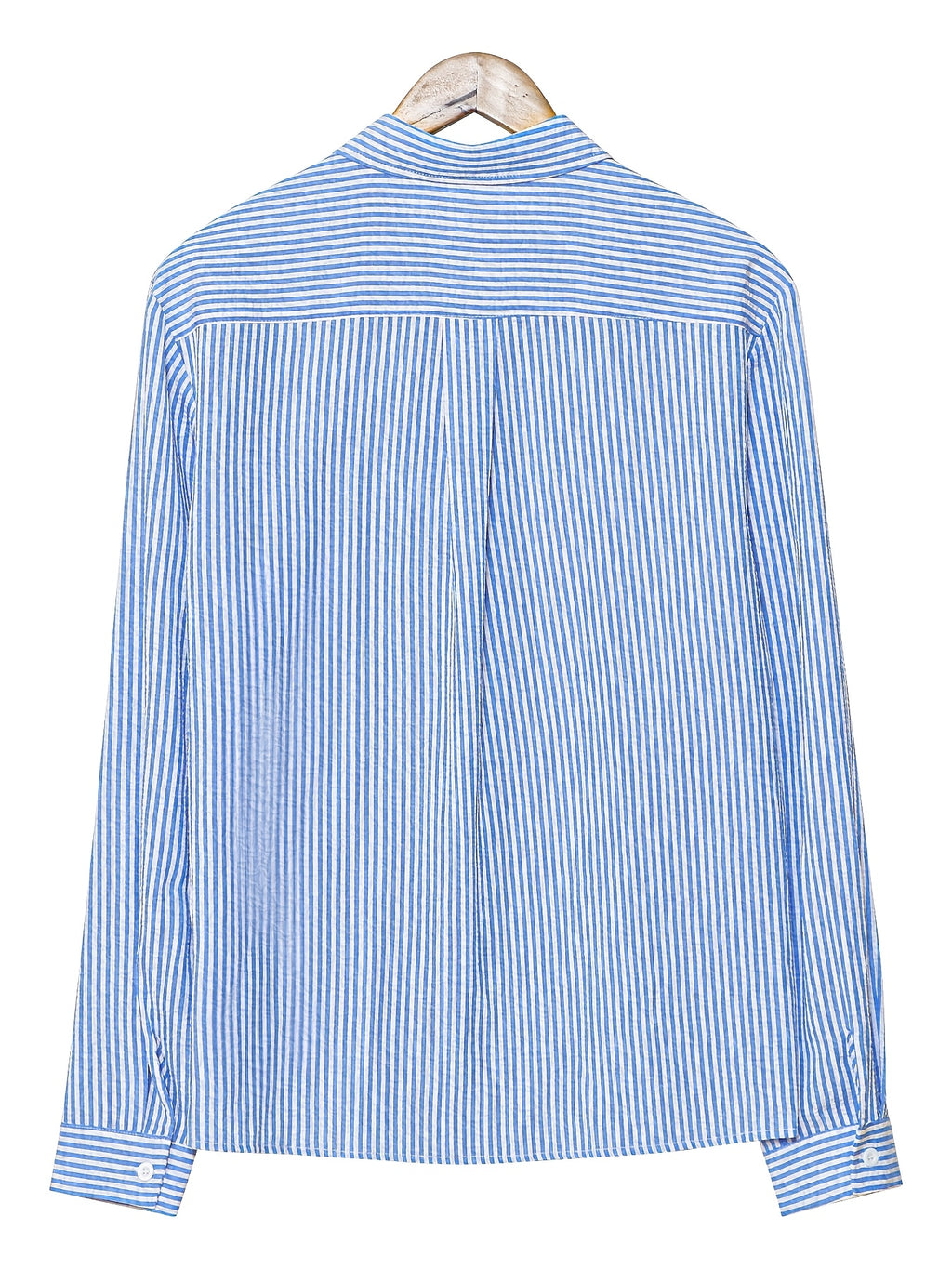 Men's Long-Sleeve Shirt, Textured Gauze, Striped Lapel