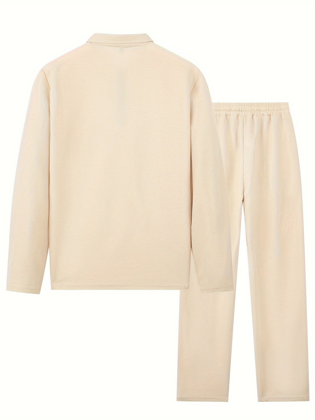 Men's Waffle-Knit Shirt & Pants Set, Long-Sleeve
