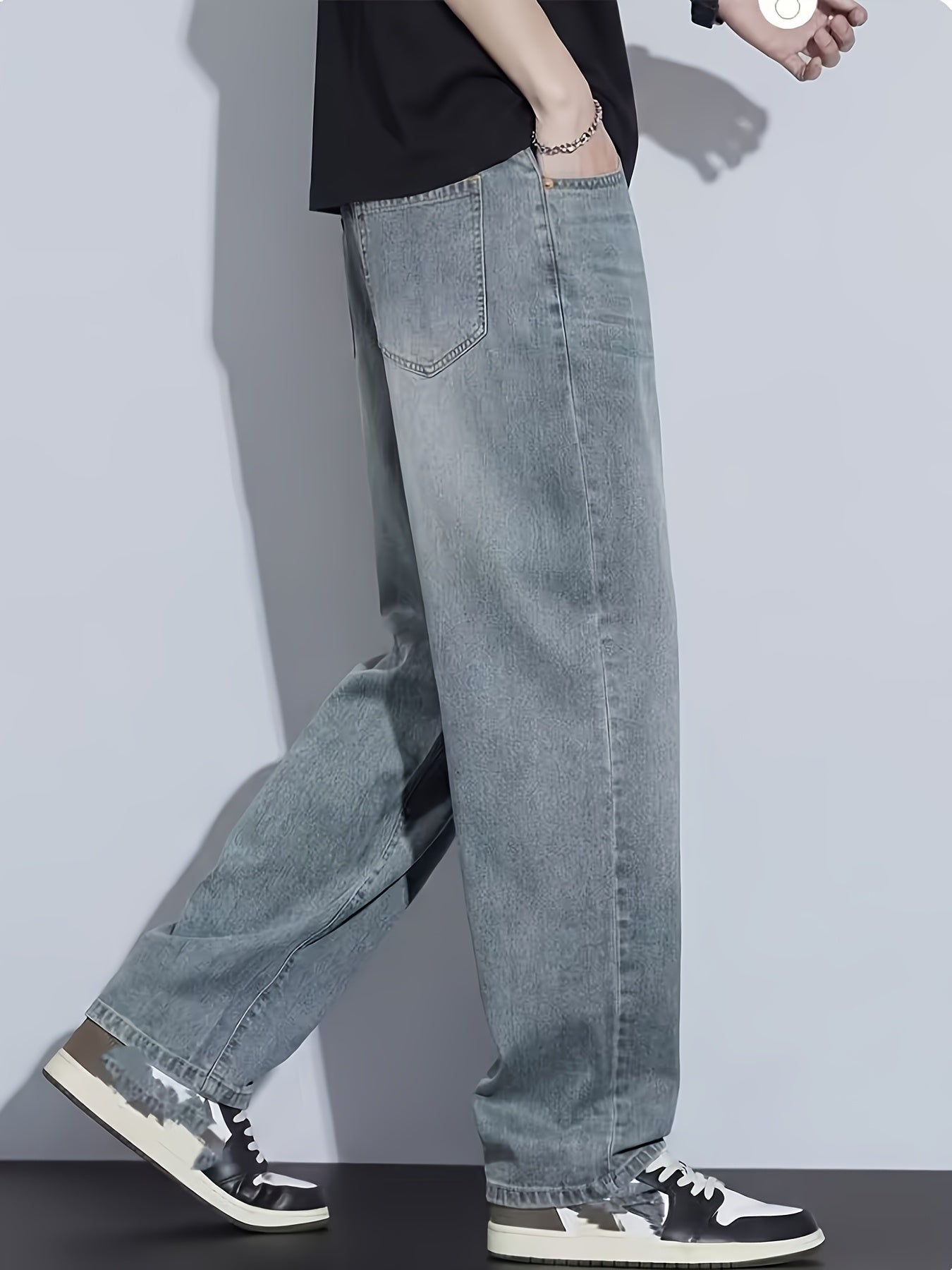 Men's Tencel Trousers, Faux-Denim, Straight Stretch