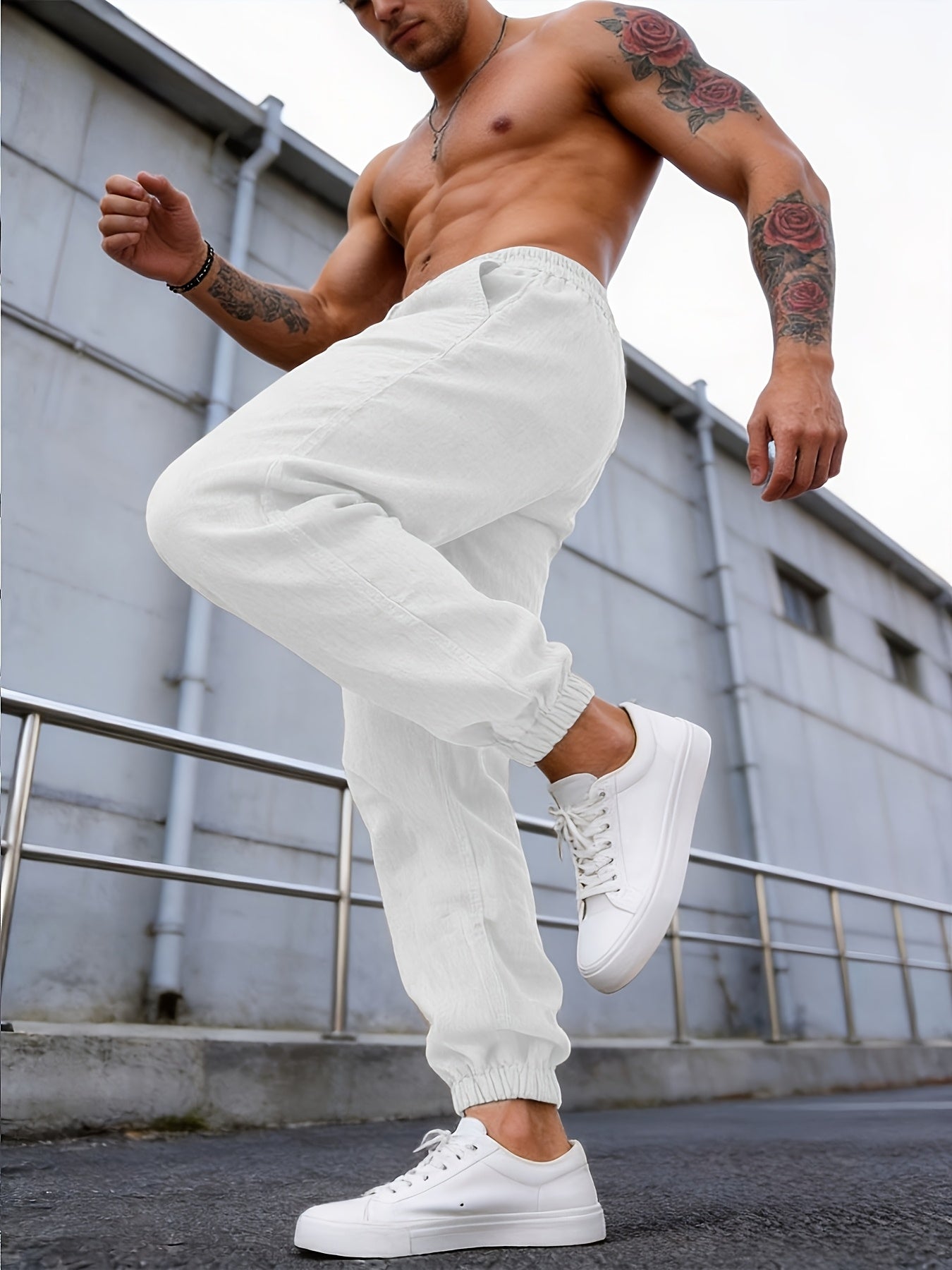 Men's Linen Joggers, Lightweight, Drawstring