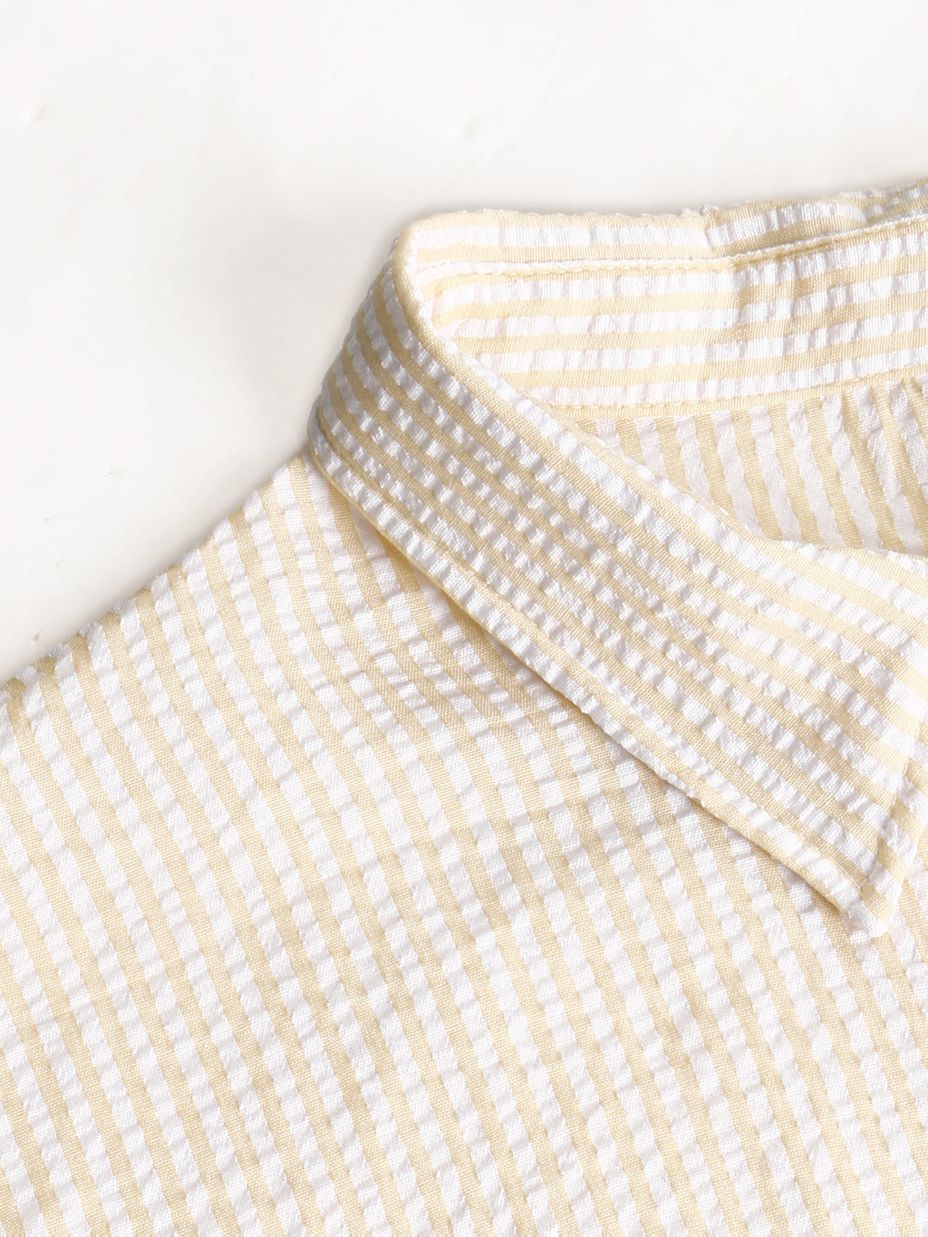 Men's Long-Sleeve Shirt, Textured Gauze, Striped Lapel