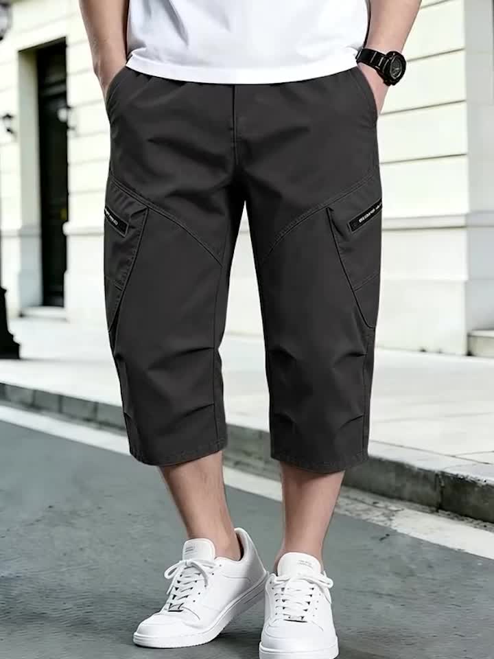 Men's Capri Cargo Shorts, Flap Pocket, Drawstring Waist