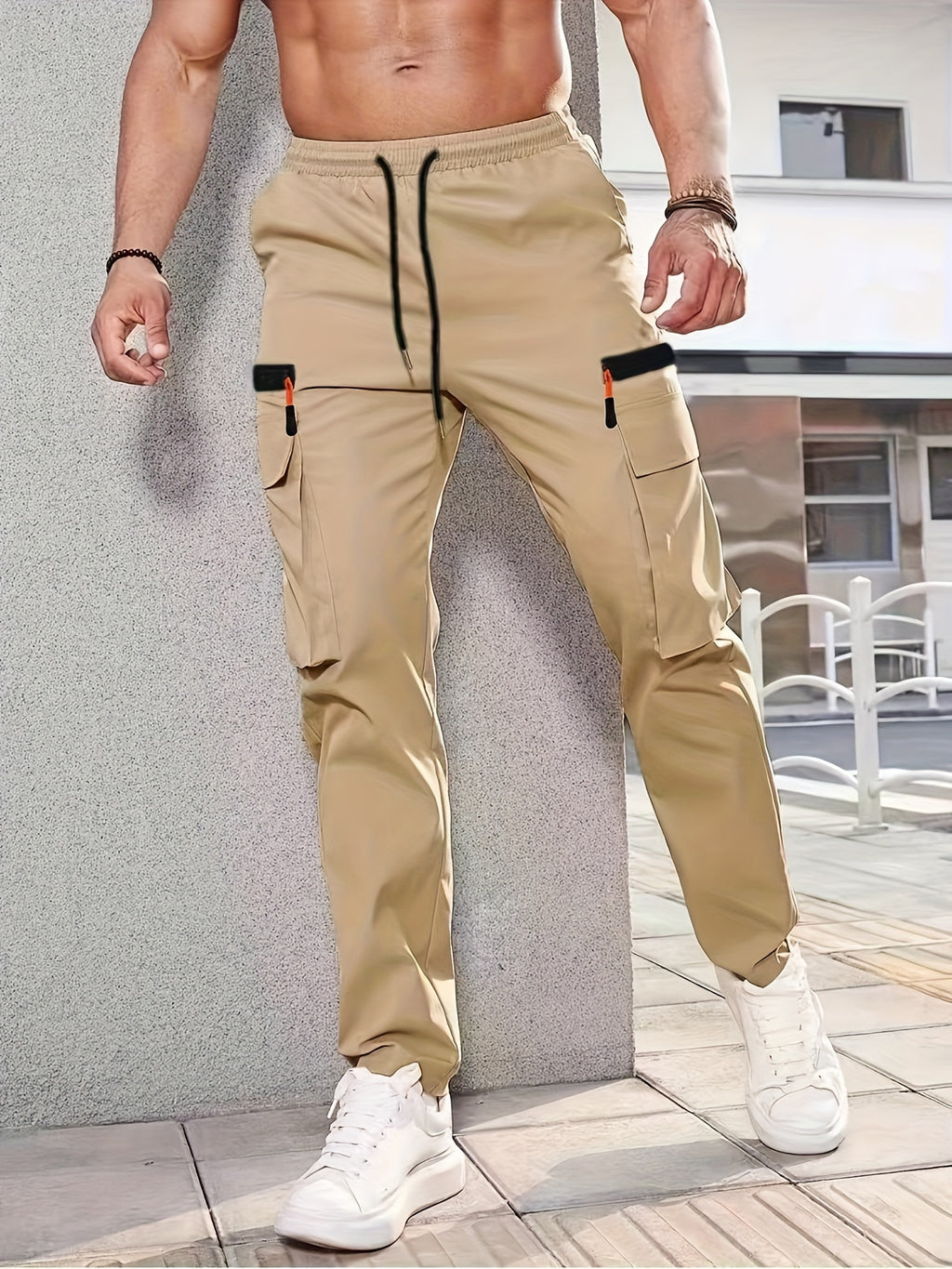 Men's Cargo Pants, Multi-Pocket, Straight-Cut Casual