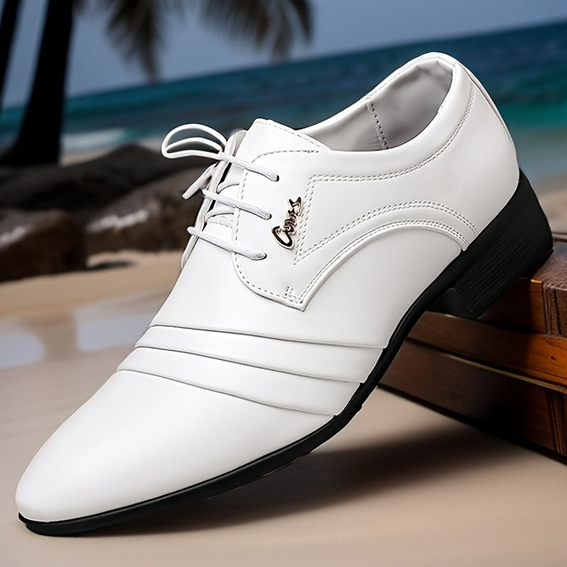 Men's Wedding Dress Loafers, Pointed-Toe White
