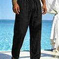 Men's Linen Pants, Drawstring, Relaxed Straight-Leg