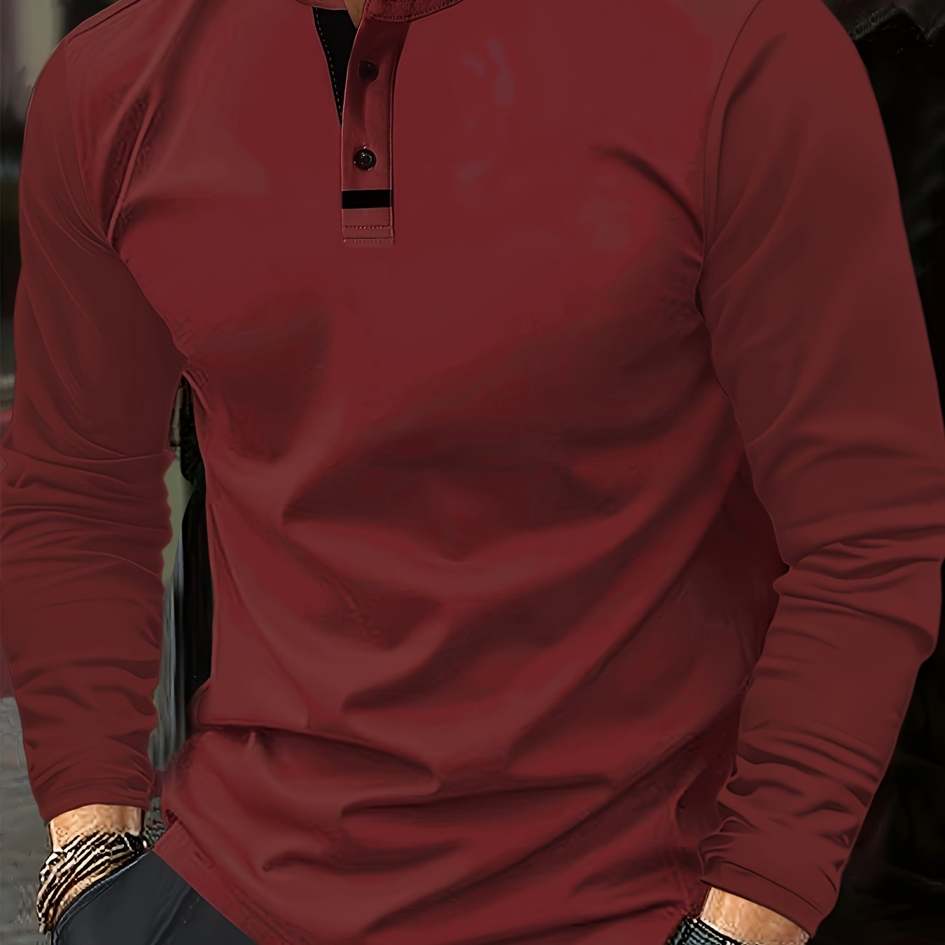 Men's Long-Sleeve Polo Shirt, Button-Up, Casual