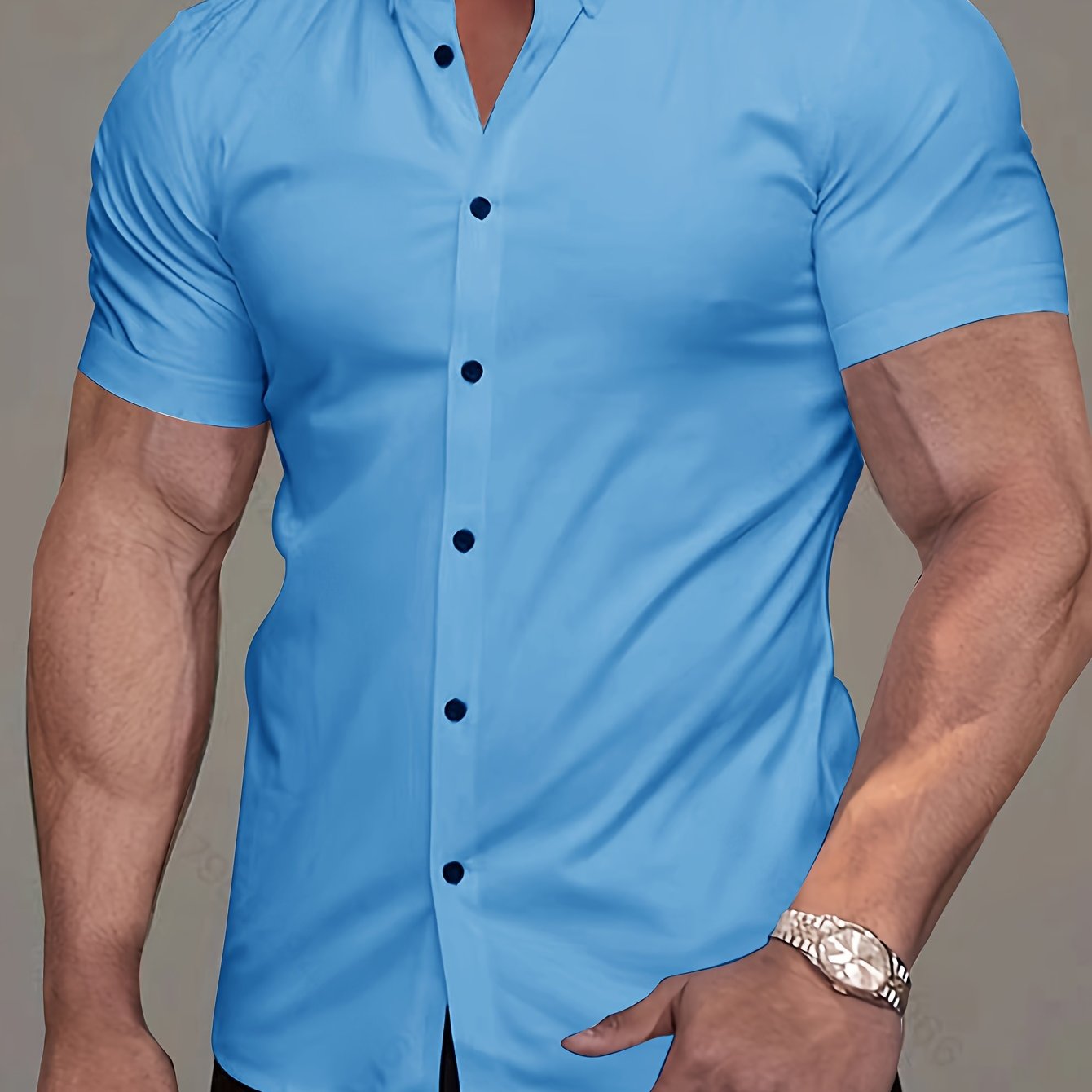 Men's Short-Sleeve Shirt, Lapel, Business Casual