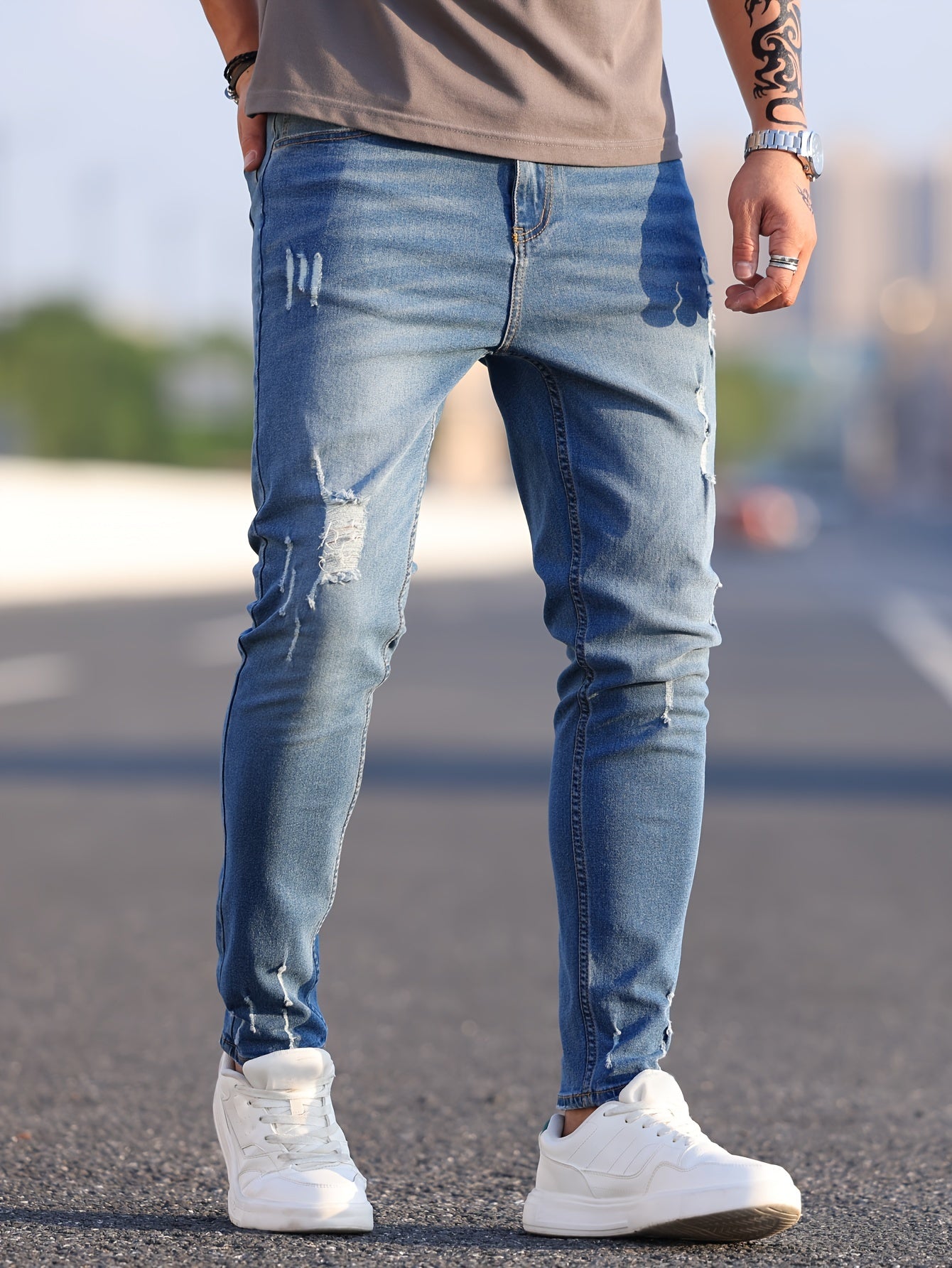 Men's Jeans, Tapered, Slim Distressed