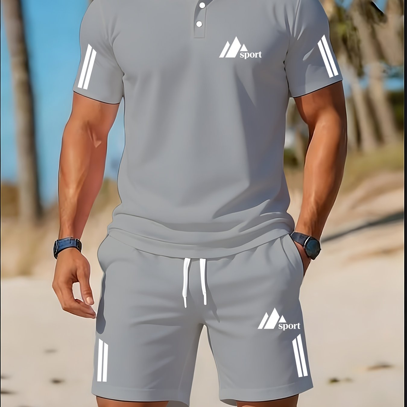 Men's Golf Polo & Shorts Set, Casual