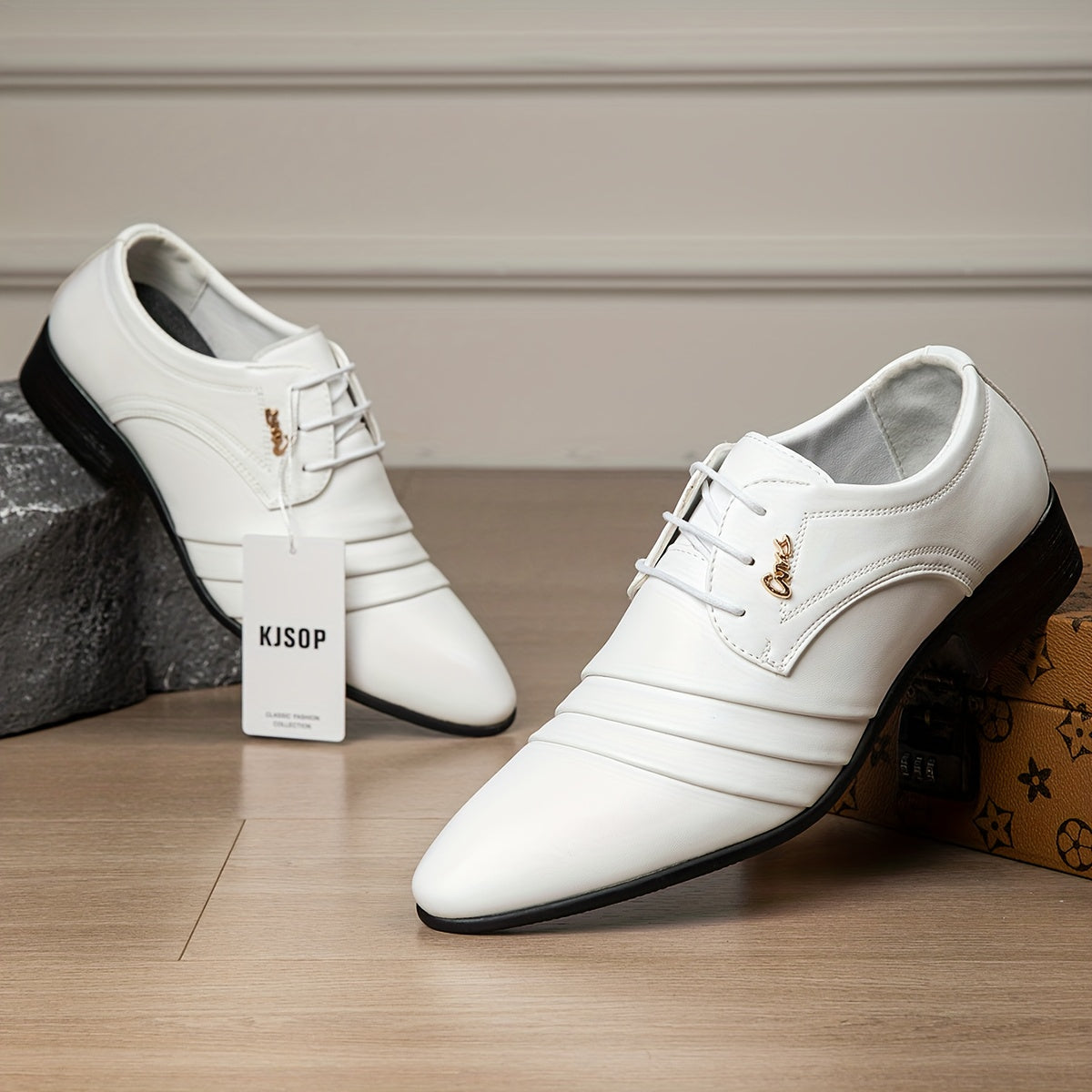 Men's Wedding Dress Loafers, Pointed-Toe White