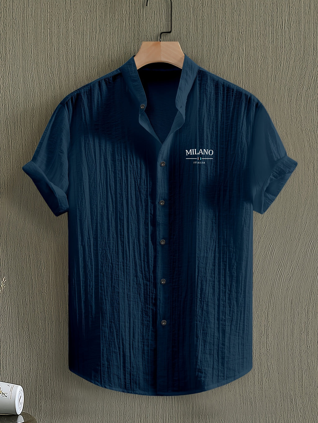 Men's Short-Sleeve Shirt, Print, Stand-Up Collar