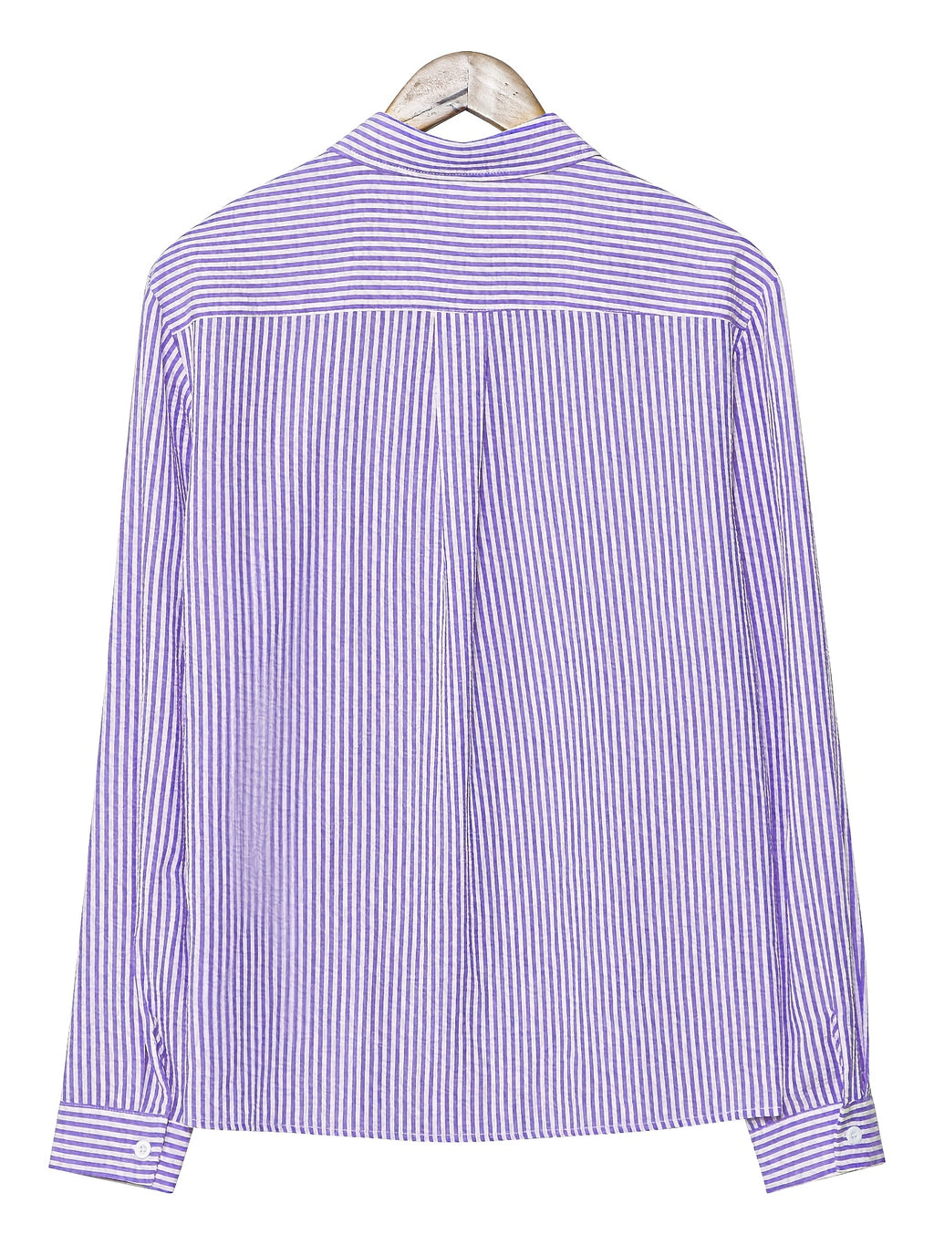 Men's Long-Sleeve Shirt, Textured Gauze, Striped Lapel