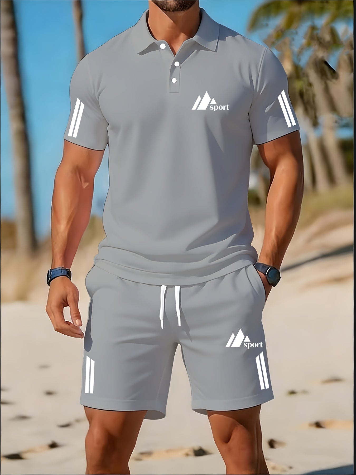 Men's Golf Polo & Shorts Set, Casual