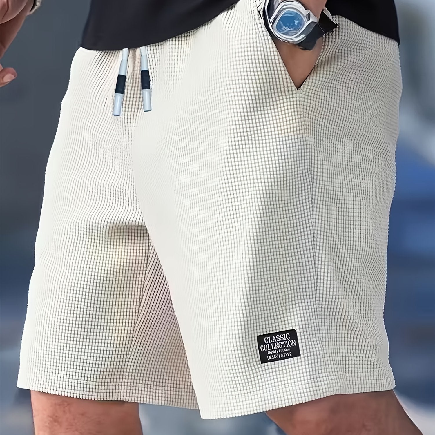 Men's Waffle Athletic Shorts, Lightweight, Multi-Pocket Drawstring