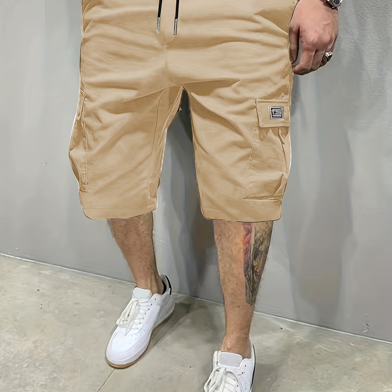Men's Cargo Shorts, Loose Athletic Mid-Length, Summer Casual