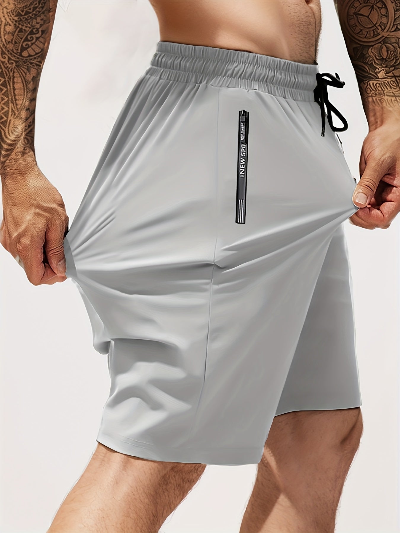 Men's Gym Shorts, Stretch Breathable, Zip Pockets