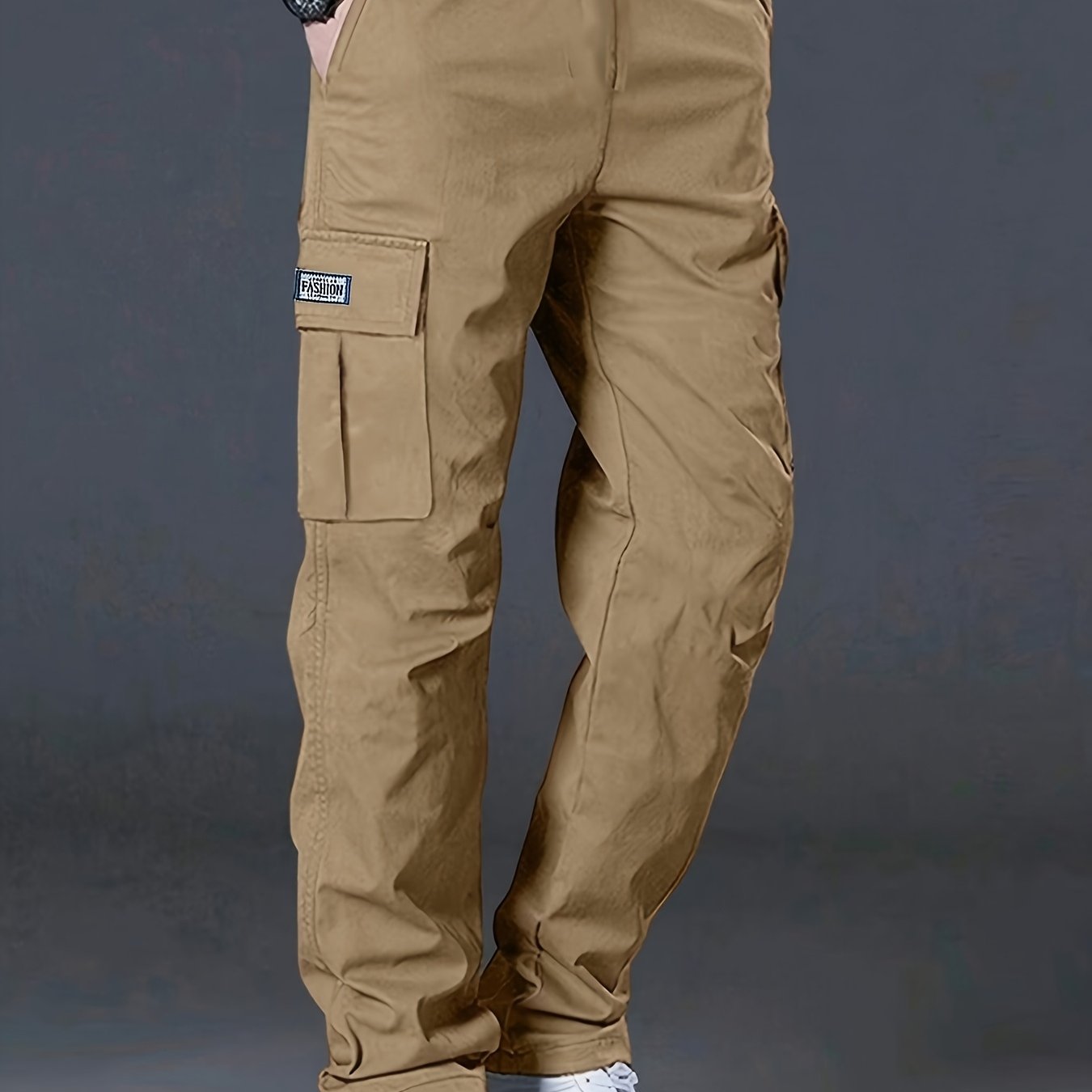Men's Cargo Trousers, Multi-Pocket, Straight-Leg Drawstring
