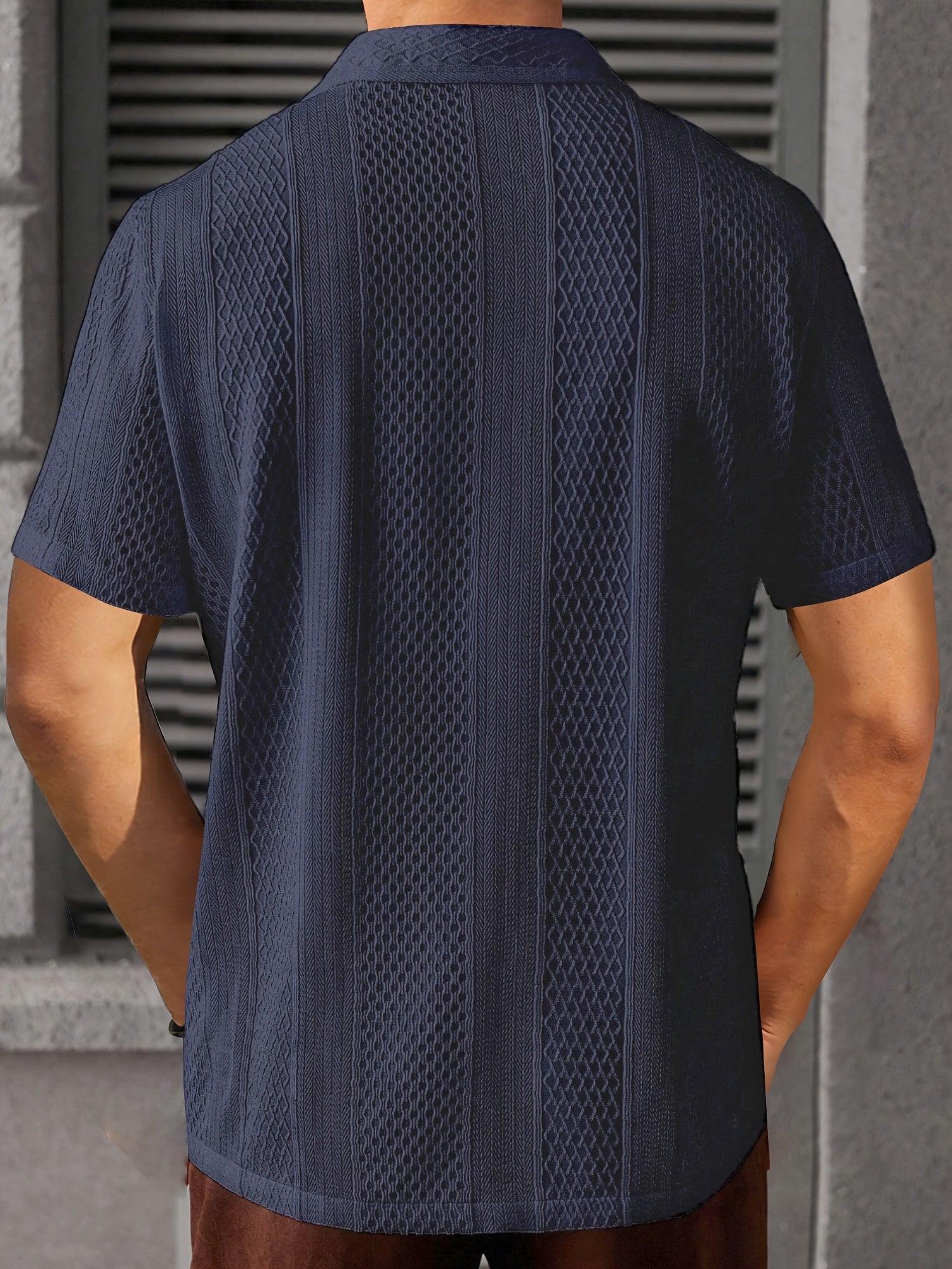 Men's Short-Sleeve Shirt, Jacquard Knit, Office Casual