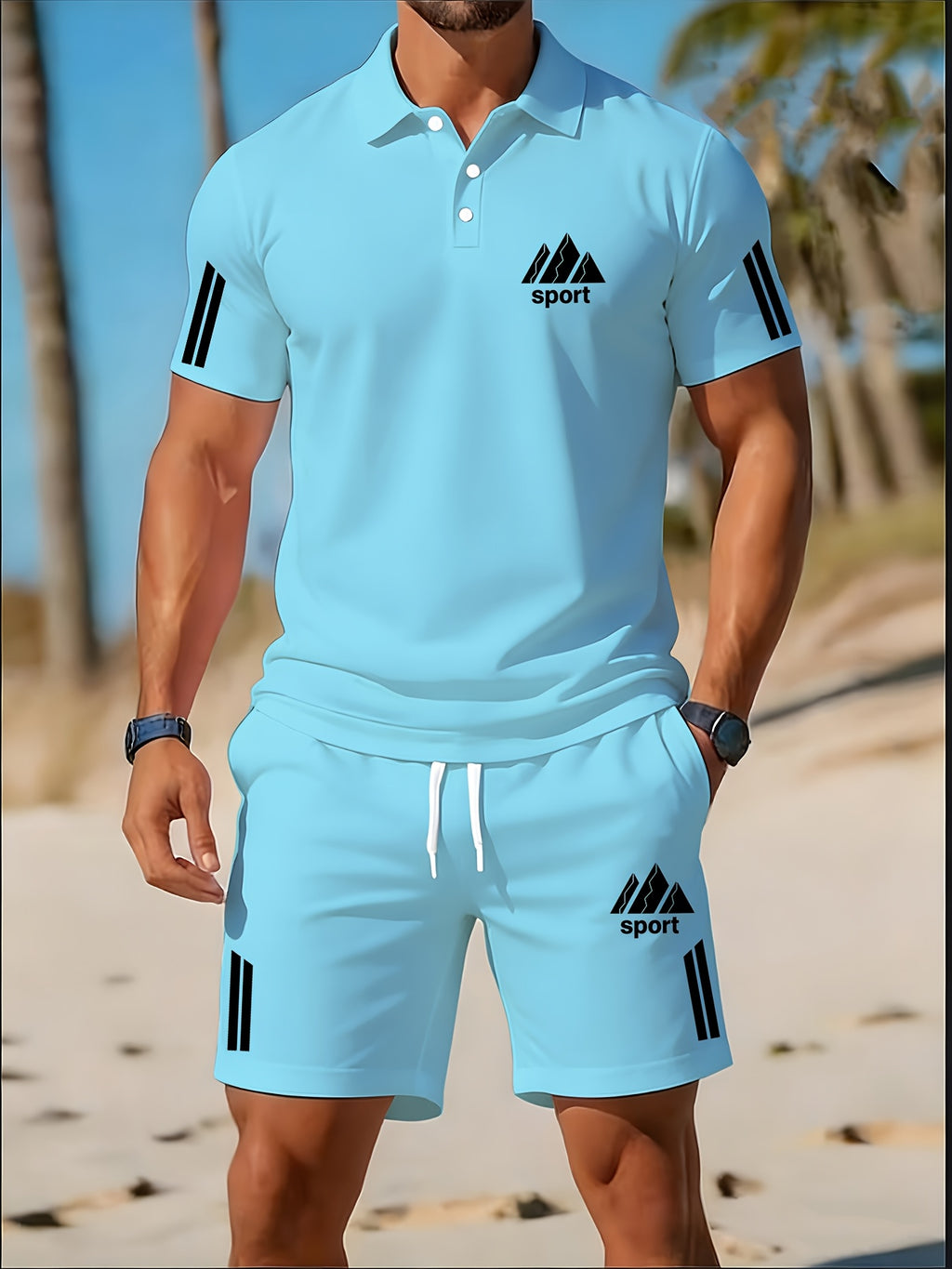 Men's Golf Polo & Shorts Set, Casual