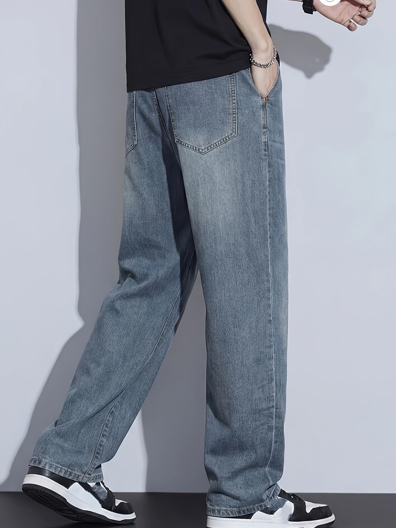 Men's Tencel Trousers, Faux-Denim, Straight Stretch