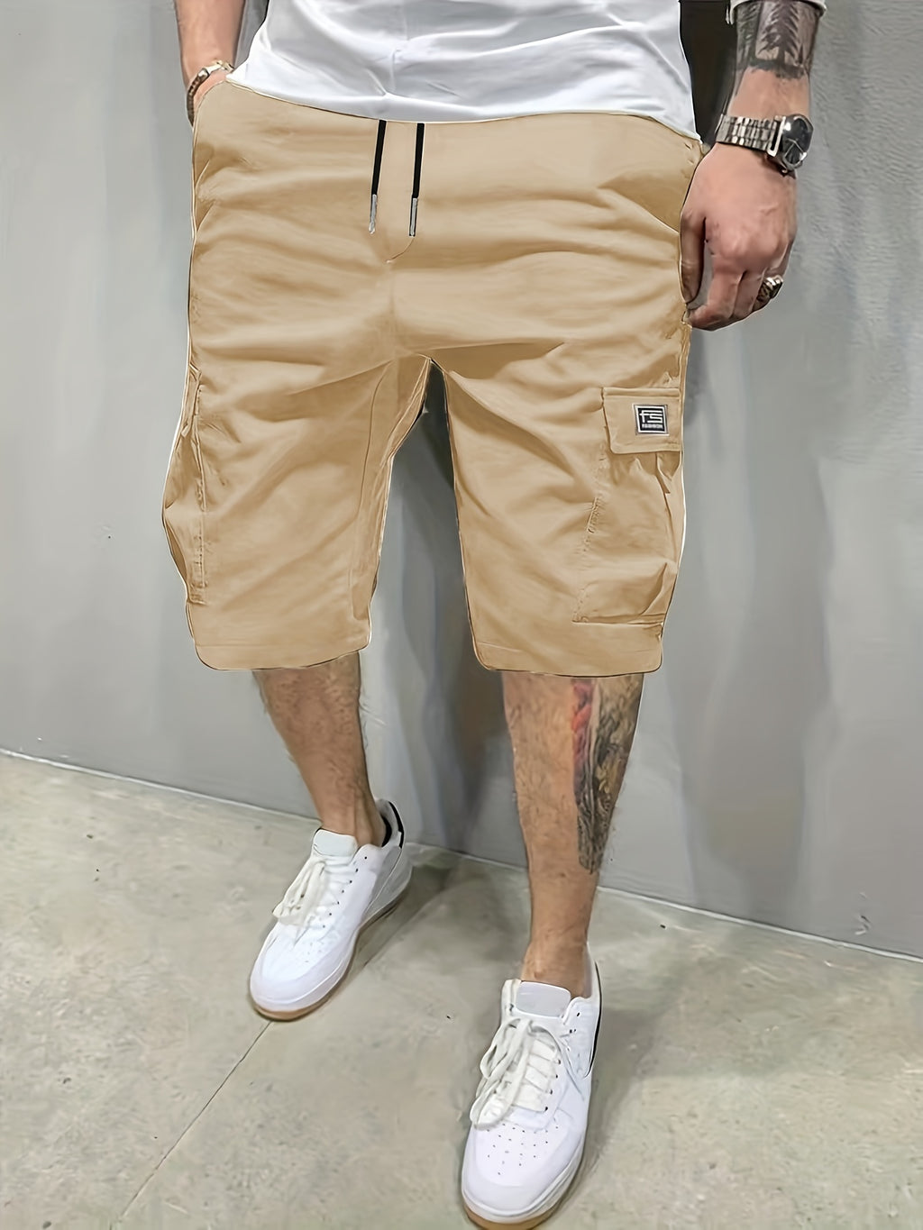 Men's Cargo Shorts, Loose Athletic Mid-Length, Summer Casual
