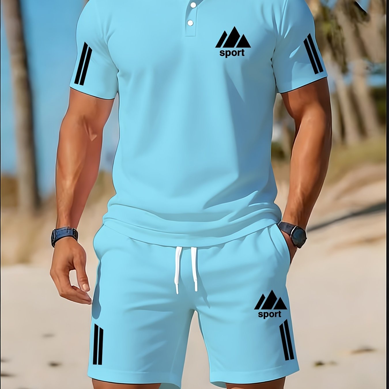 Men's Golf Polo & Shorts Set, Casual