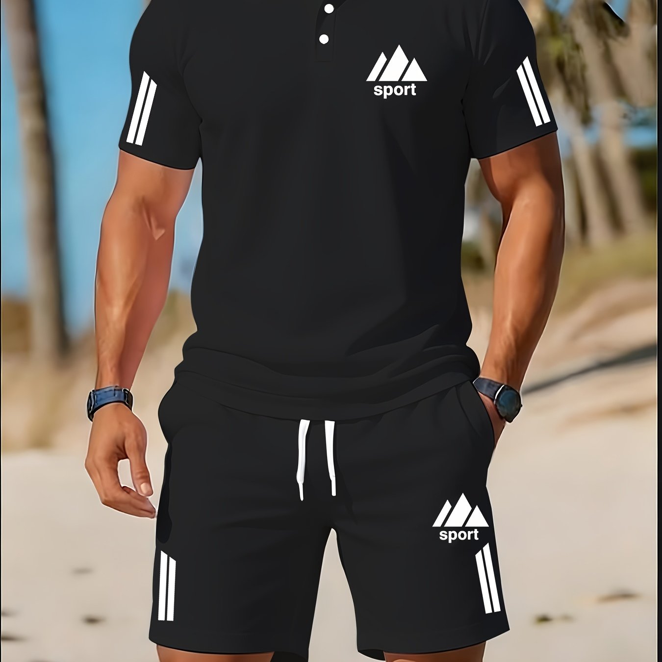Men's Golf Polo & Shorts Set, Casual
