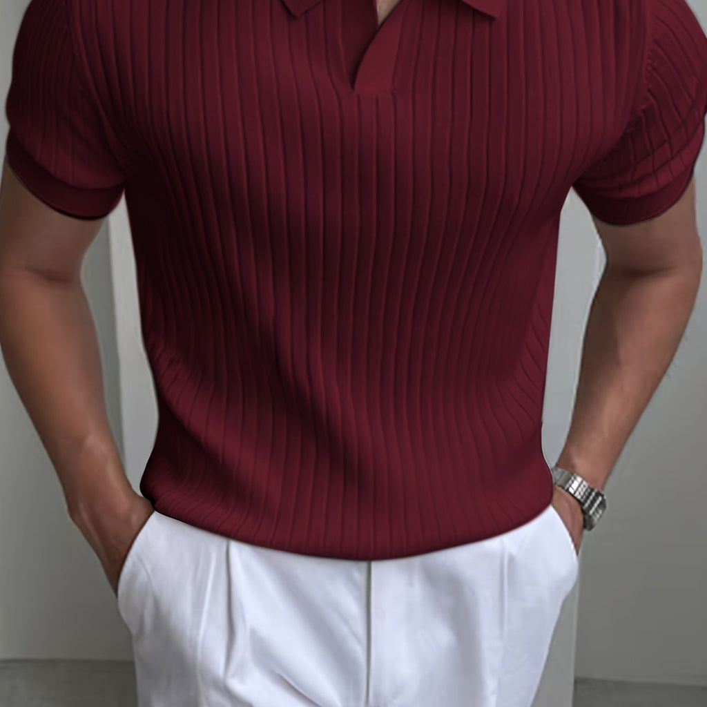 Men's Knit Polo Shirt, Striped Short-Sleeve