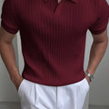 Men's Knit Polo Shirt, Striped Short-Sleeve
