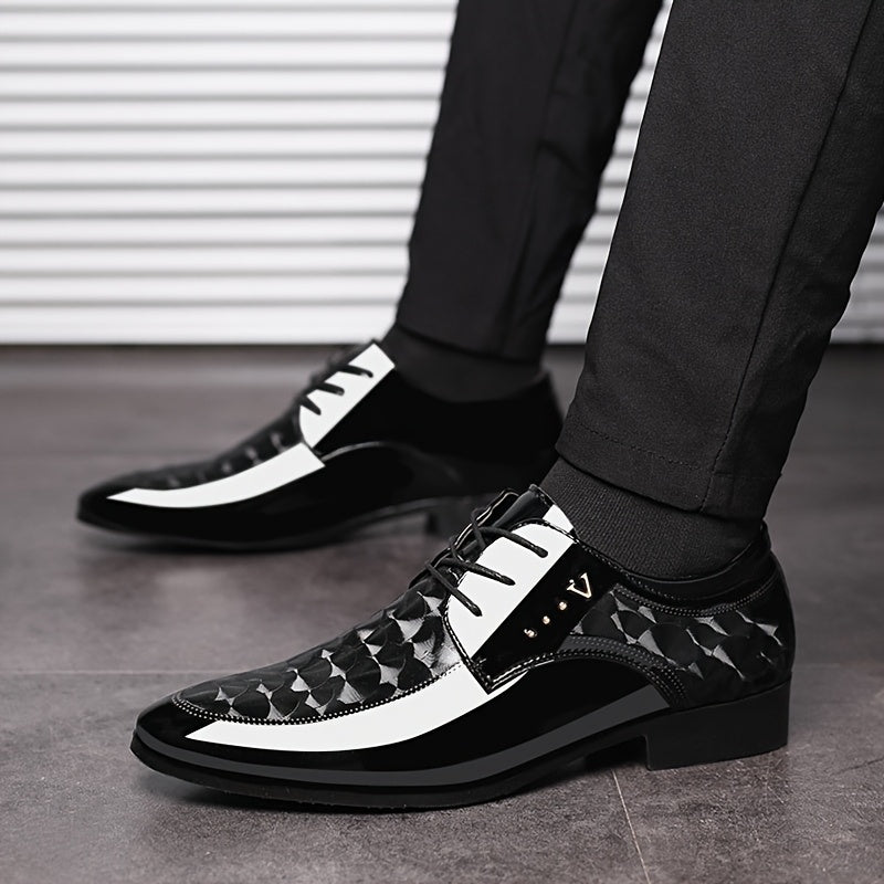 Men's Shiny Dress Loafers, Slip-On Black